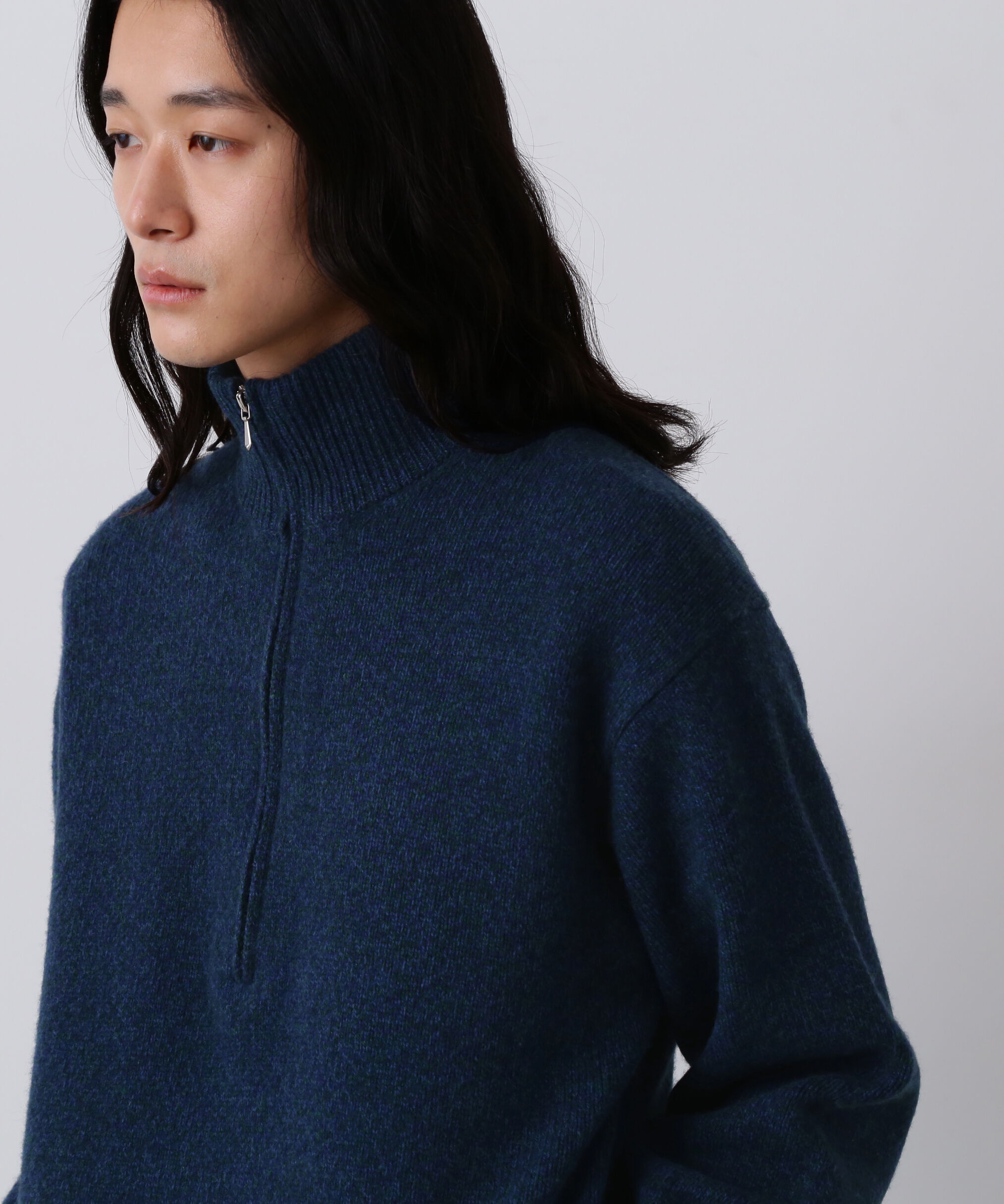 YLEVE 「YLEVE / WOOL CASHMERE MELANGE KNIT HALF ZIP PULL OVER」|ニット・セーター|