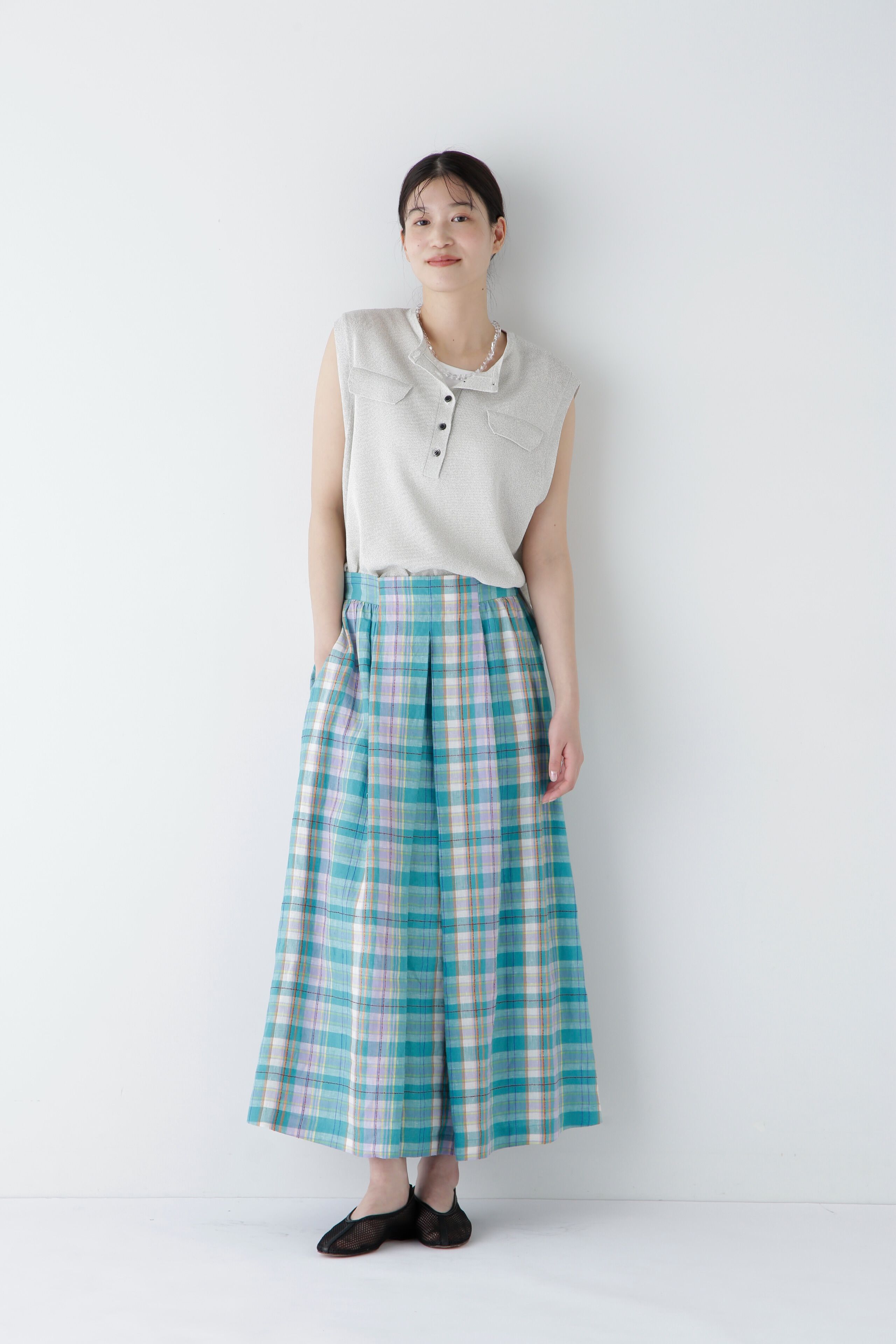  「◆【ウォッシャブル】ペーパーヤーンヘンリネックベスト」|ニット・セーター|