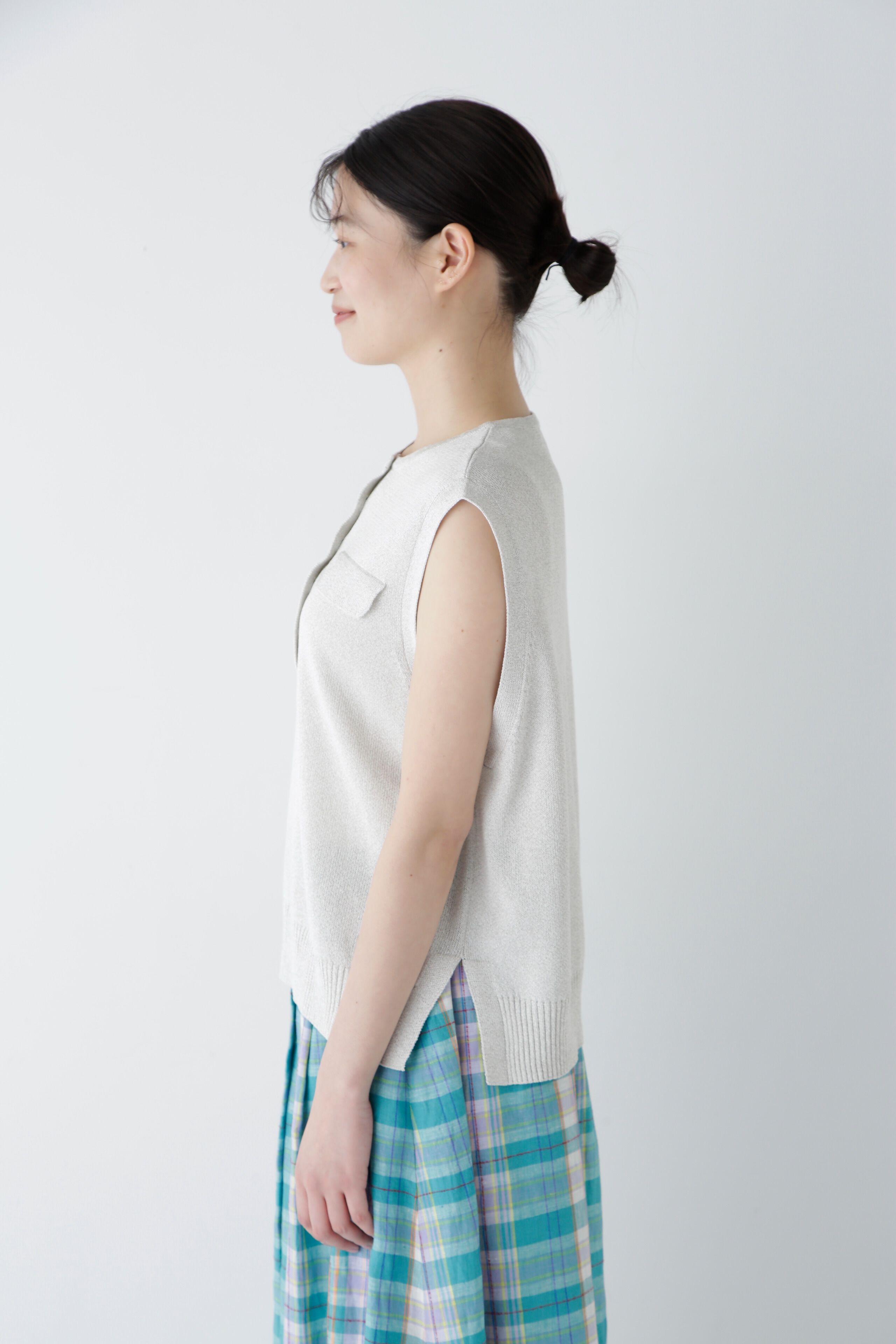  「◆【ウォッシャブル】ペーパーヤーンヘンリネックベスト」|ニット・セーター|