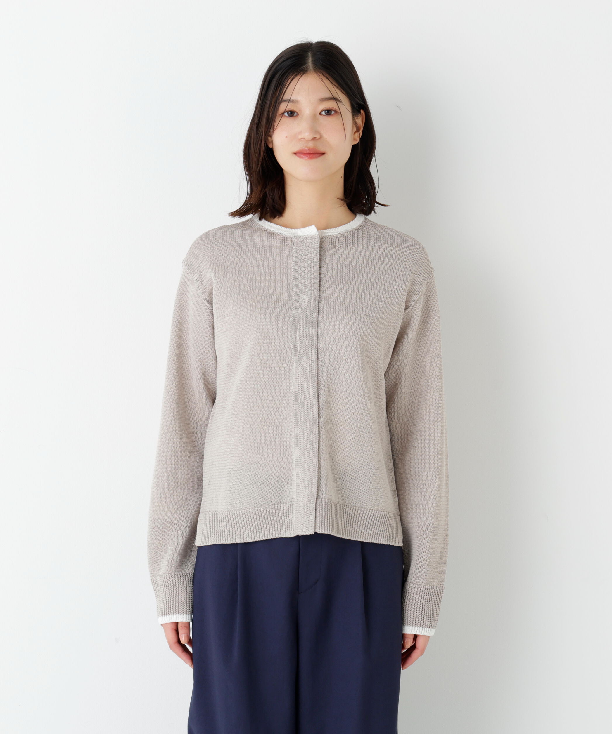  「◆《ウォッシャブル》ミドルゲージギマクルーネックカーディガン」|ニット・セーター|