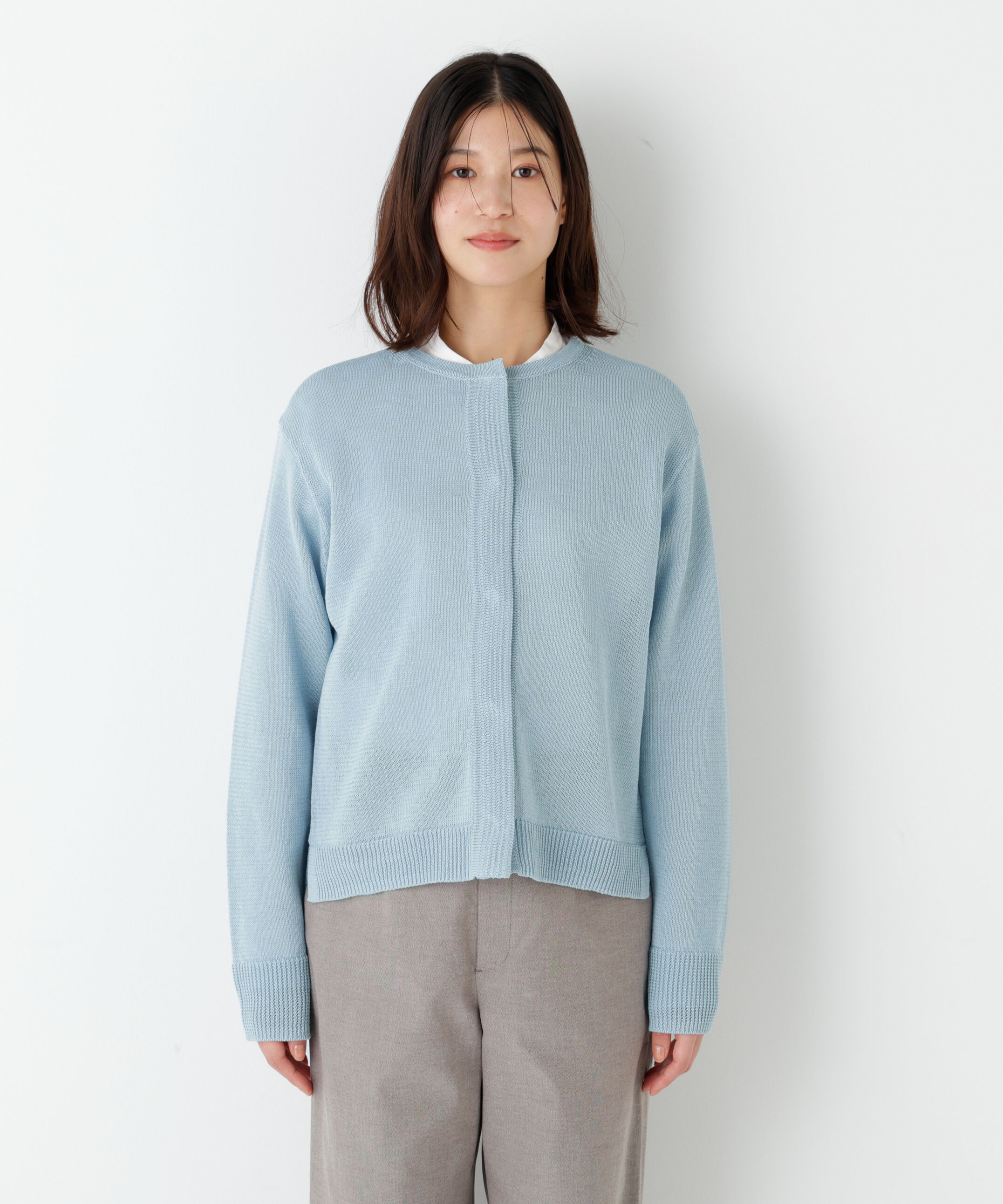  「◆《ウォッシャブル》ミドルゲージギマクルーネックカーディガン」|ニット・セーター|