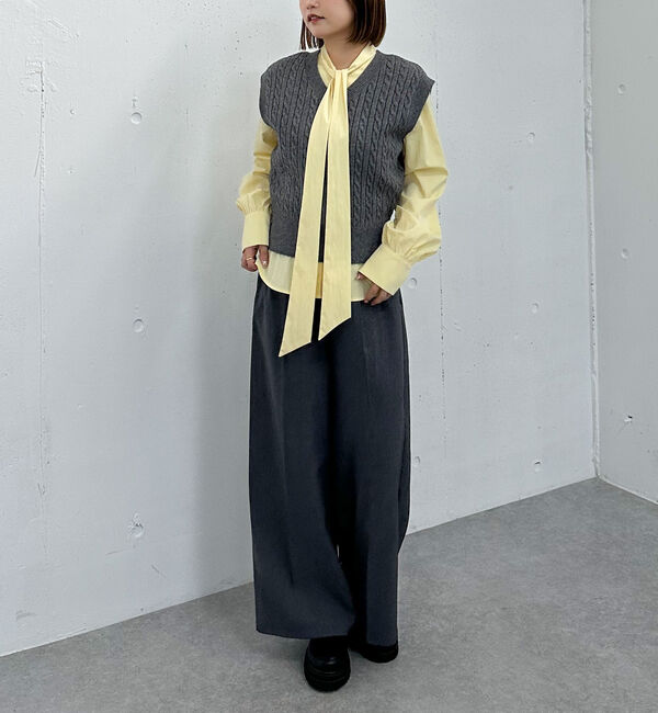 archives「ケーブルニットベスト&times;ボウブラウスＳＥＴ」|カーディガン|