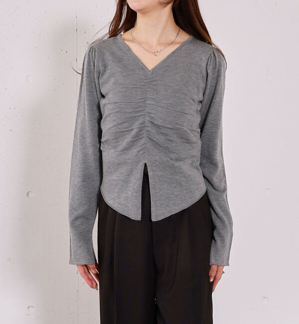 archives「【高機能】フロントギャザーＶネックニットプルオーバー」|ニット・セーター|