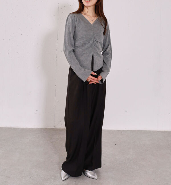 archives「【高機能】フロントギャザーＶネックニットプルオーバー」|ニット・セーター|