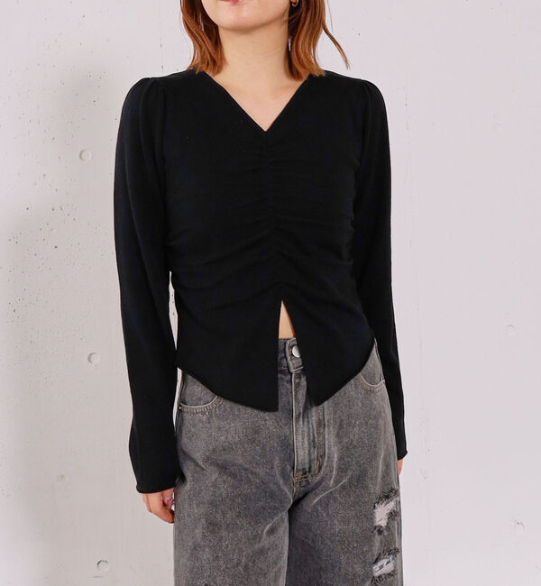 archives「【高機能】フロントギャザーＶネックニットプルオーバー」|ニット・セーター|