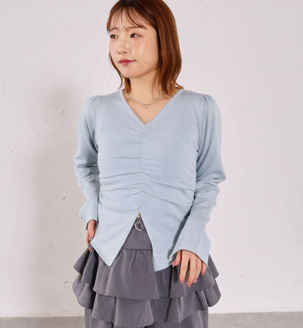 archives「【高機能】フロントギャザーＶネックニットプルオーバー」|ニット・セーター|