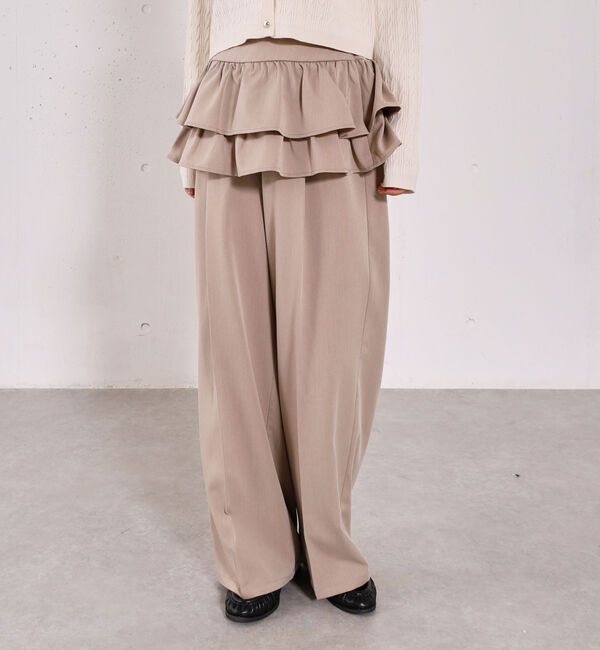 archives「フリルＳＫ付きスラックス」|チノ|BEIGE