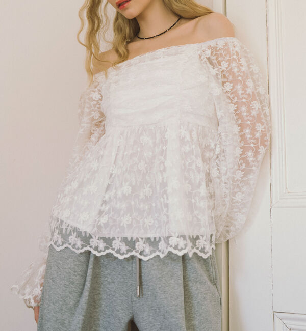 archives「刺繍レース２ｗａｙオフショルブラウス」|シャツ・ブラウス|OFF WHITE
