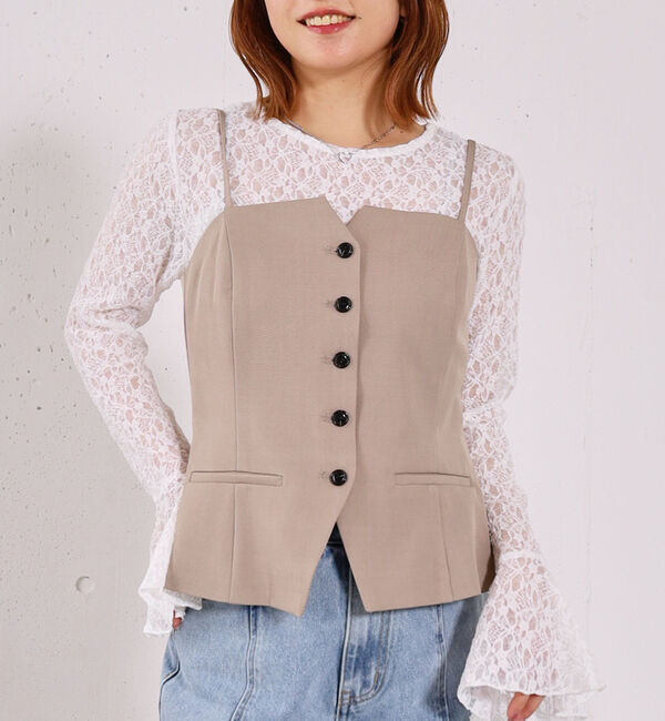 archives「【ＯＮかわ】ウォッシャブルＦボタンビスチェ」|シャツ・ブラウス|