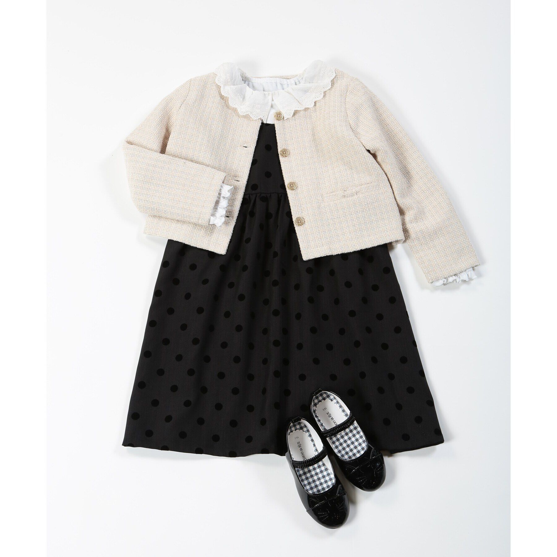 SHOO･LA･RUE「【100-140cm/プチセレ】フロッキードットワンピース」|ワンピース|