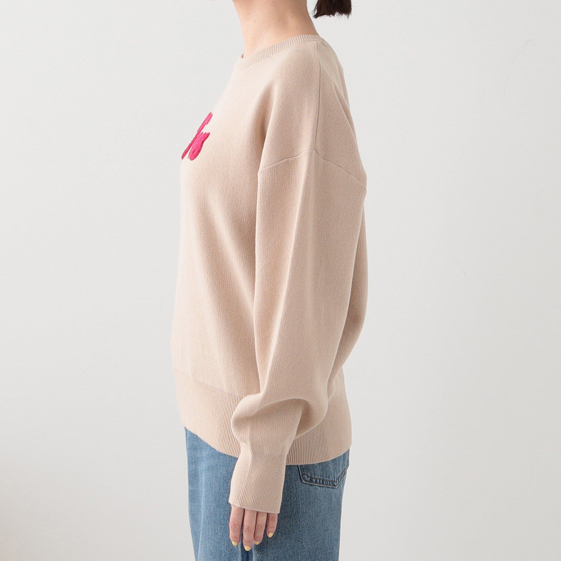 SHOO･LA･RUE「【洗える/S-LL/ちくちくしにくい】大人のための ロゴ入りスウェットライクニット」|ニット・セーター|