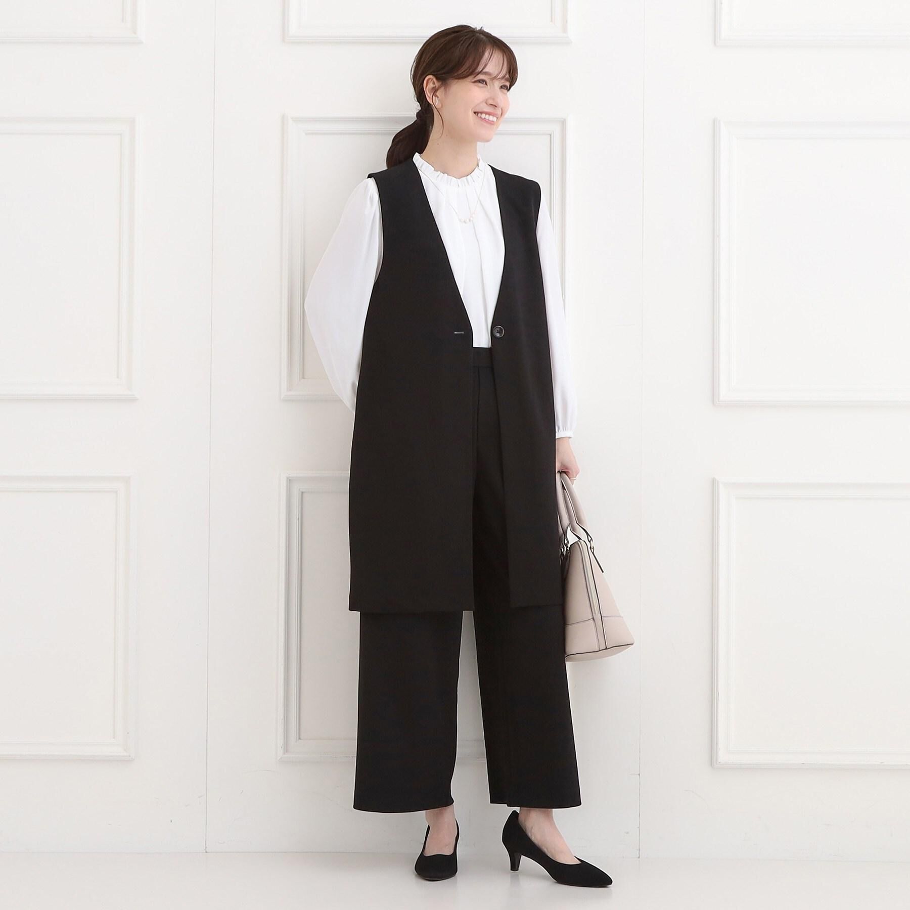 SHOO･LA･RUE「【洗濯機可/セットアップ可/S-3L】きちんと楽に。カットジョーゼットワイドパンツ」|その他|