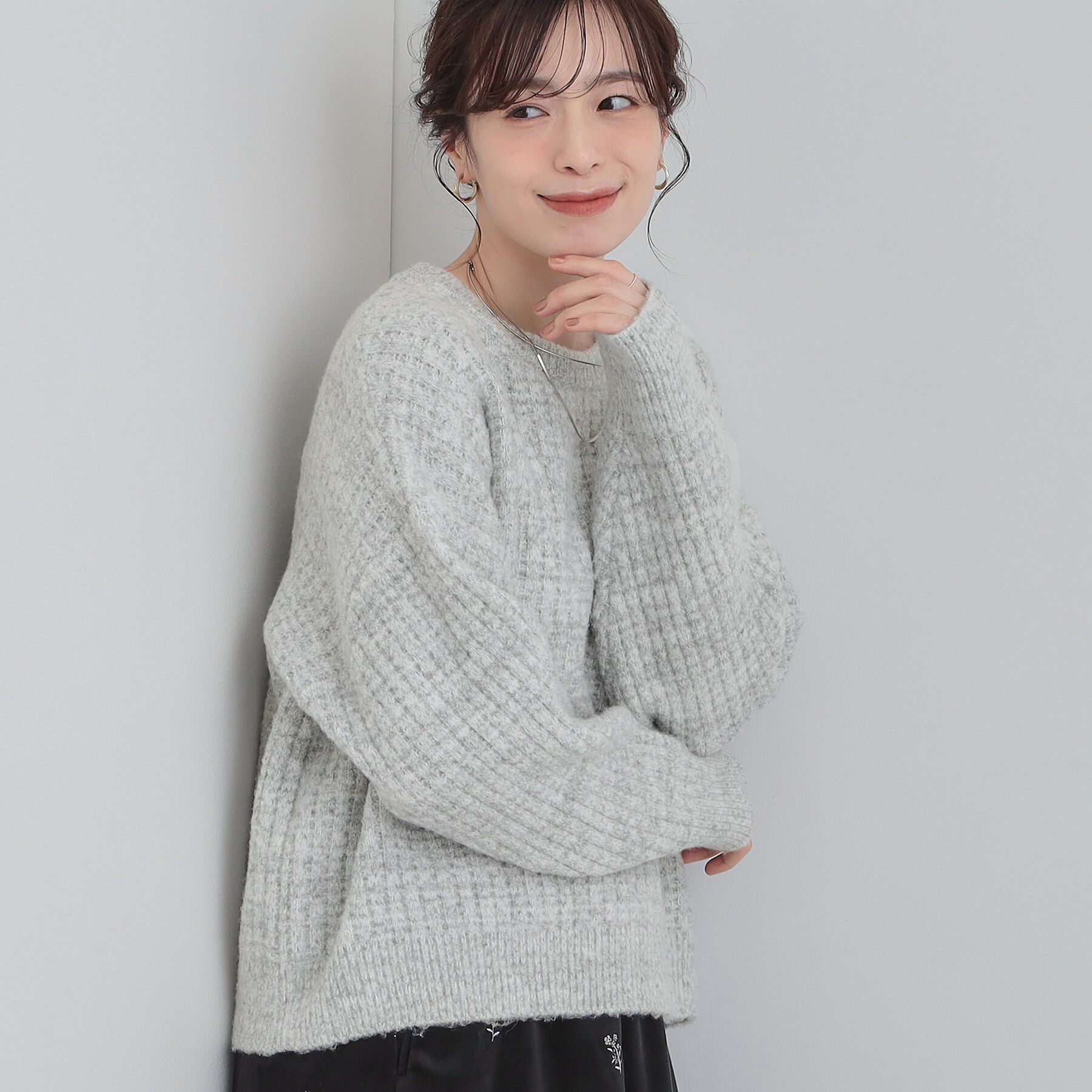 SHOO･LA･RUE「【洗濯機可】ふわふわミックスカラーニット」|ニット・セーター|ライトグレー(011