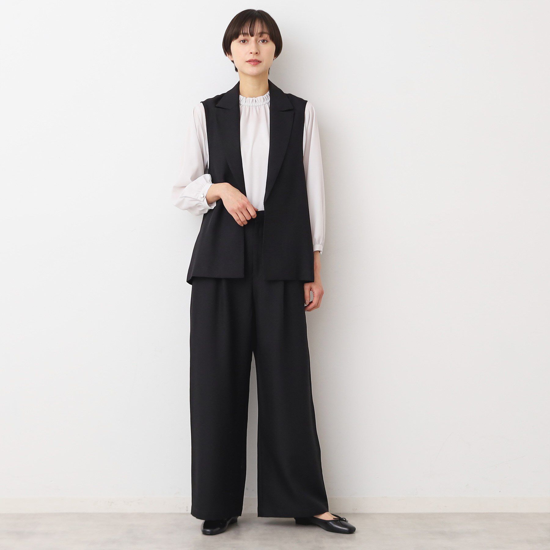 Dessin「【洗える・セットアップ可能】スリーブレス襟付きジャケット（S～L）」|ベスト・ジレ|