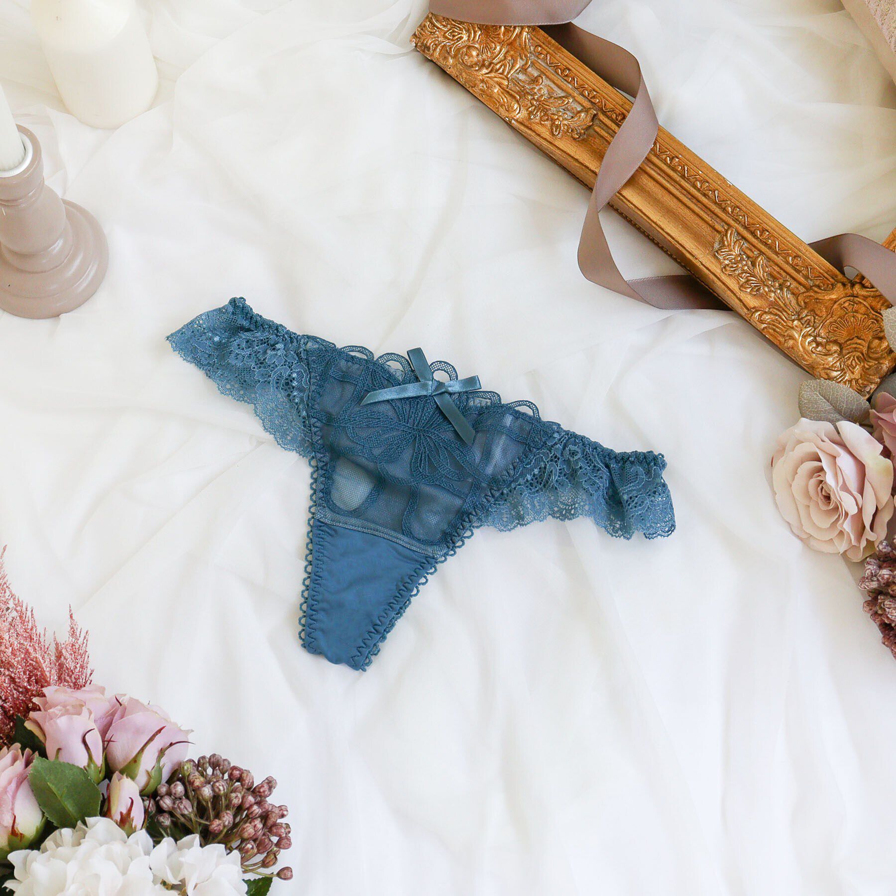 Risa Magli「レネイ Tバックショーツ」|インナー|ブルー(092)