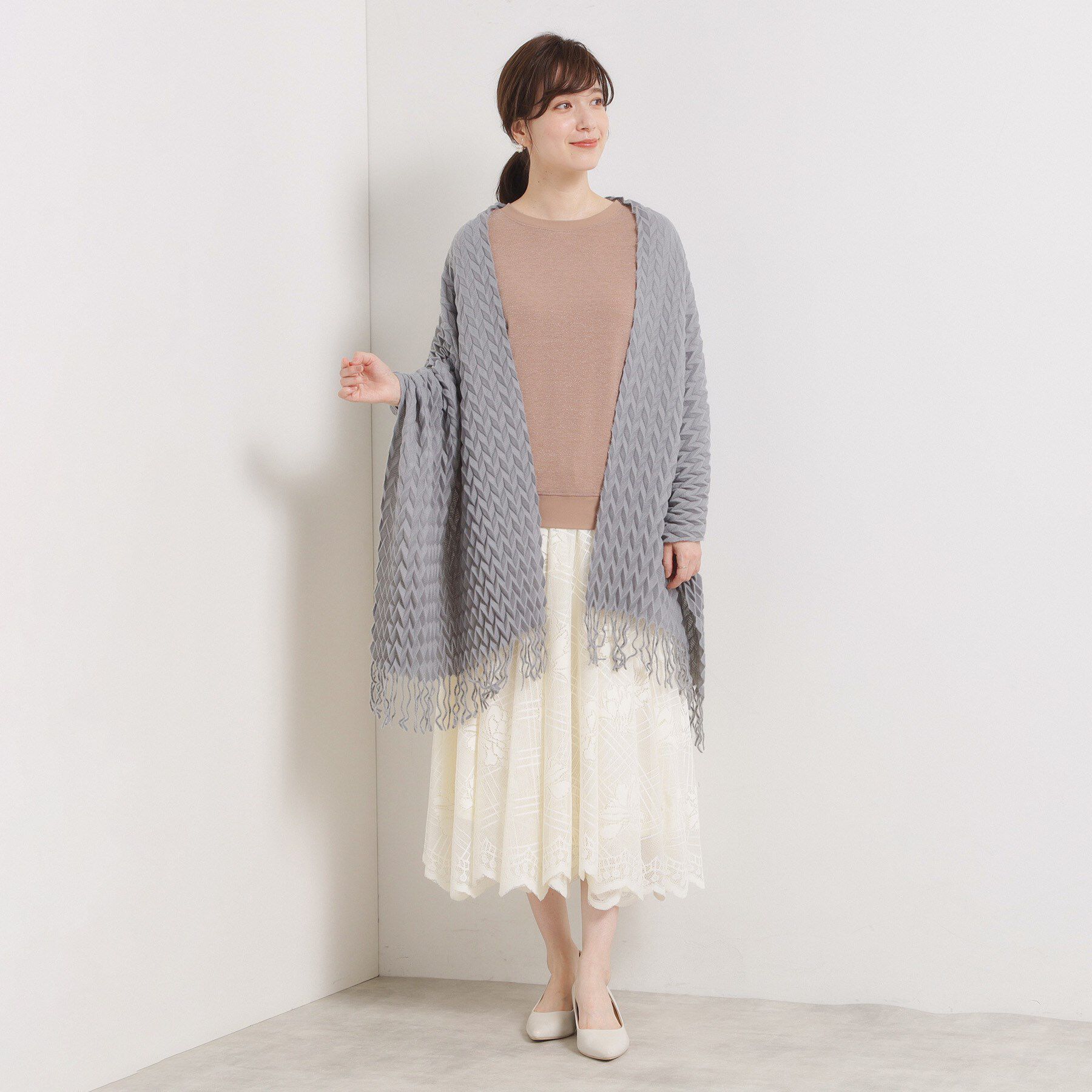 ITS&rsquo;DEMO「【手洗い可】ダイヤプリーツ無地ストール」|ストール|