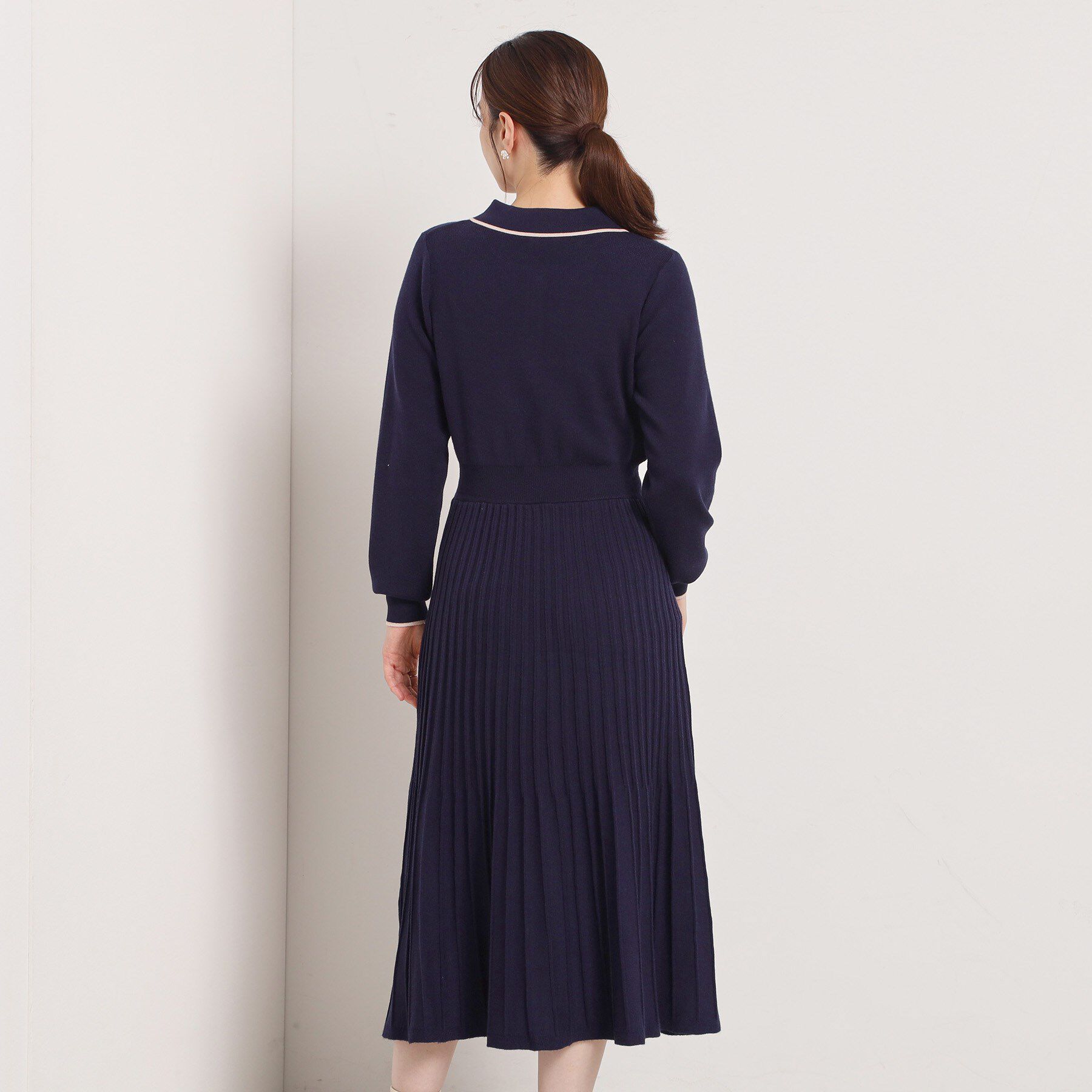 ITS&rsquo;DEMO「【手洗い可】ポロ襟ニットフレアワンピース」|ワンピース|