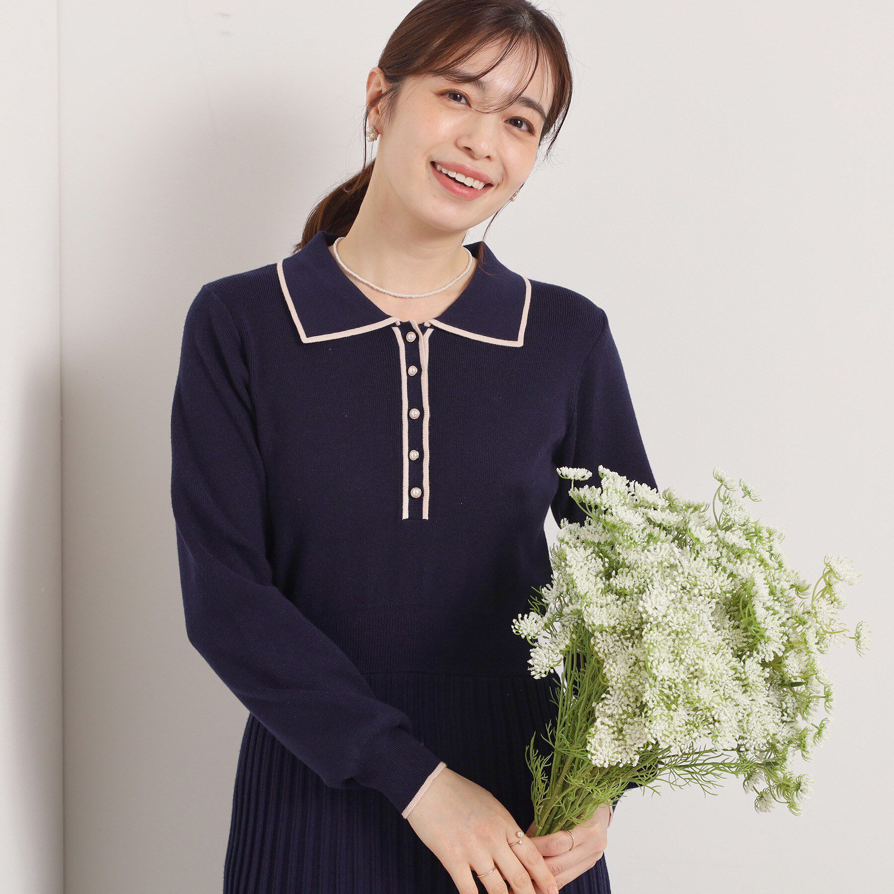 ITS&rsquo;DEMO「【手洗い可】ポロ襟ニットフレアワンピース」|ワンピース|