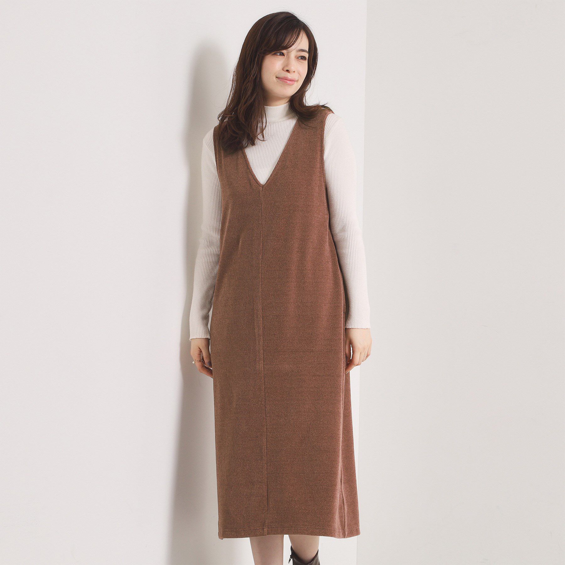 ITS&rsquo;DEMO「【手洗い可】カットツイルジャンスカ」|ワンピース|ブラウン(043)