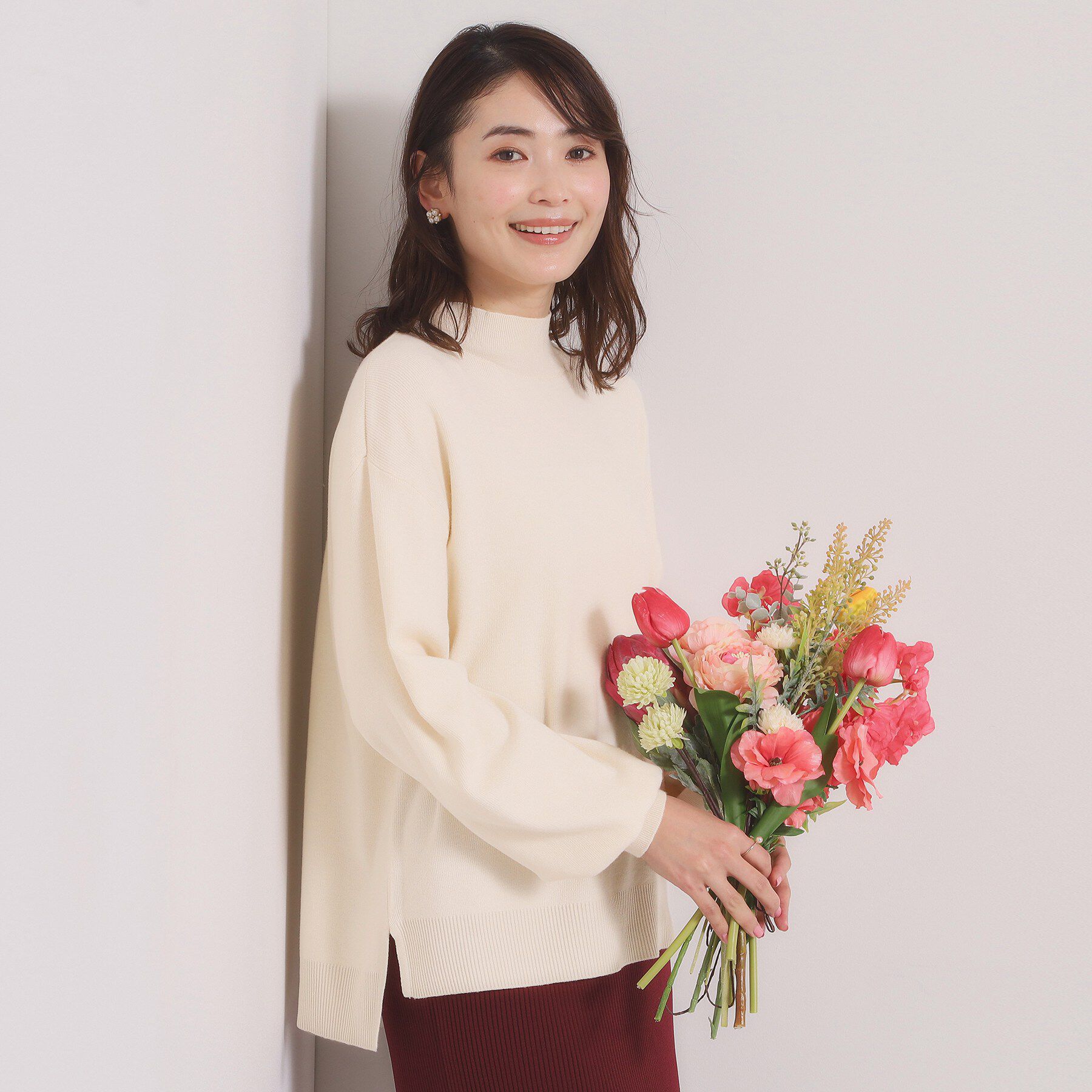 ITS&rsquo;DEMO「【手洗い可／8色展開】カラフルハイネックニット」|ニット・セーター|オフホワイト(003