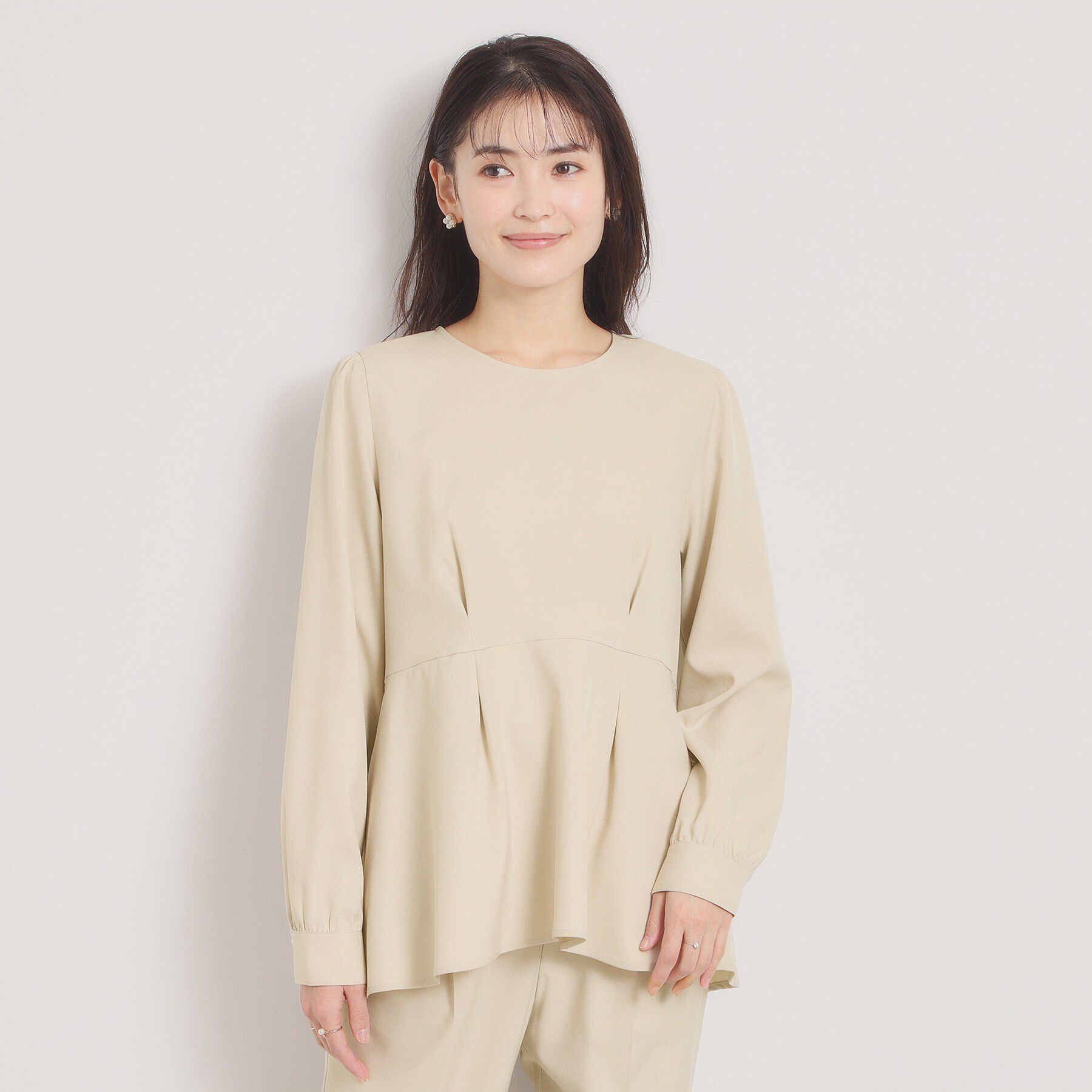 ITS&rsquo;DEMO「【洗濯機OK／イージーケア】ツイルストレッチペプラムブラウス」|シャツ・ブラウス|