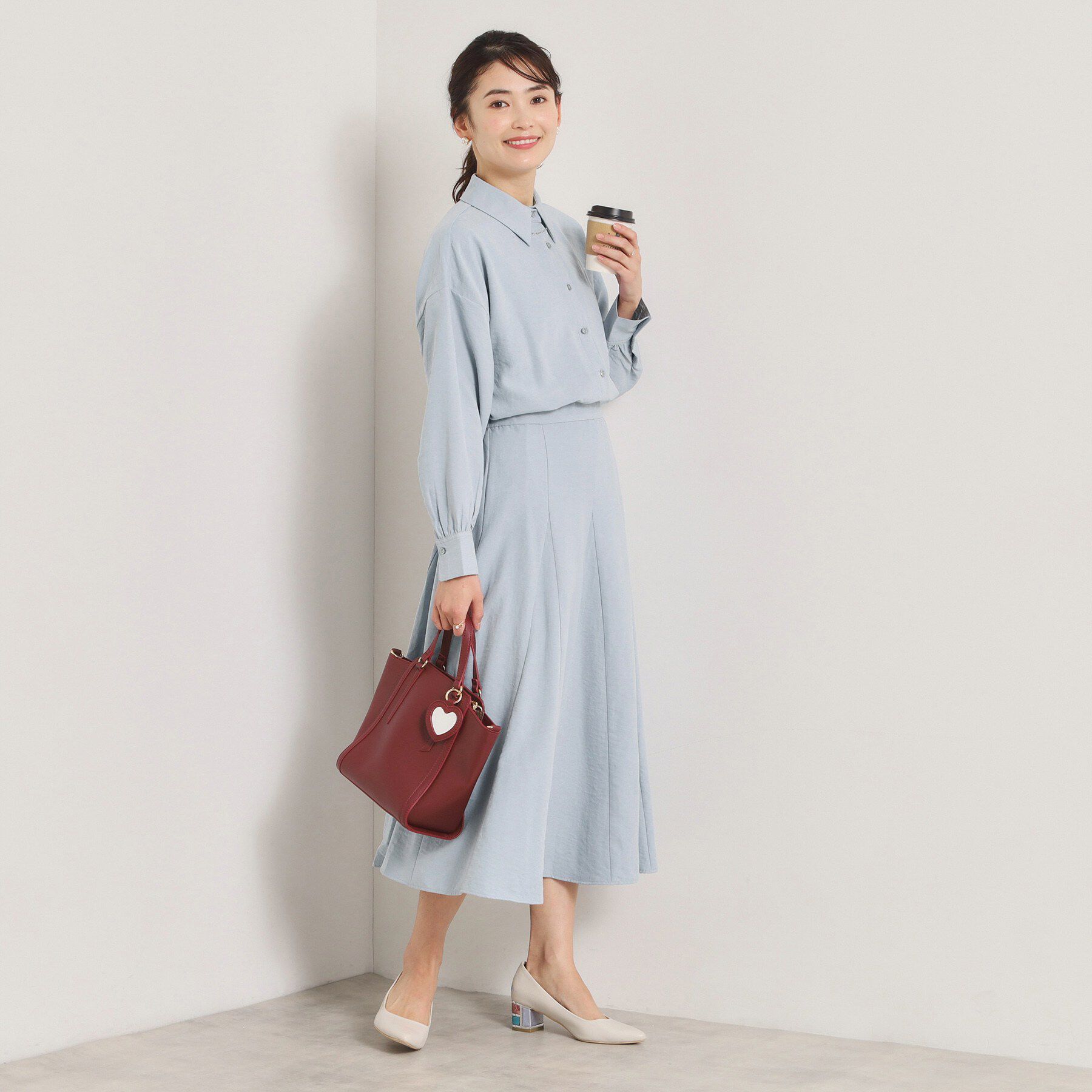 ITS&rsquo;DEMO「【手洗い可／セットアップ可】サテンピーチシャツ」|シャツ・ブラウス|