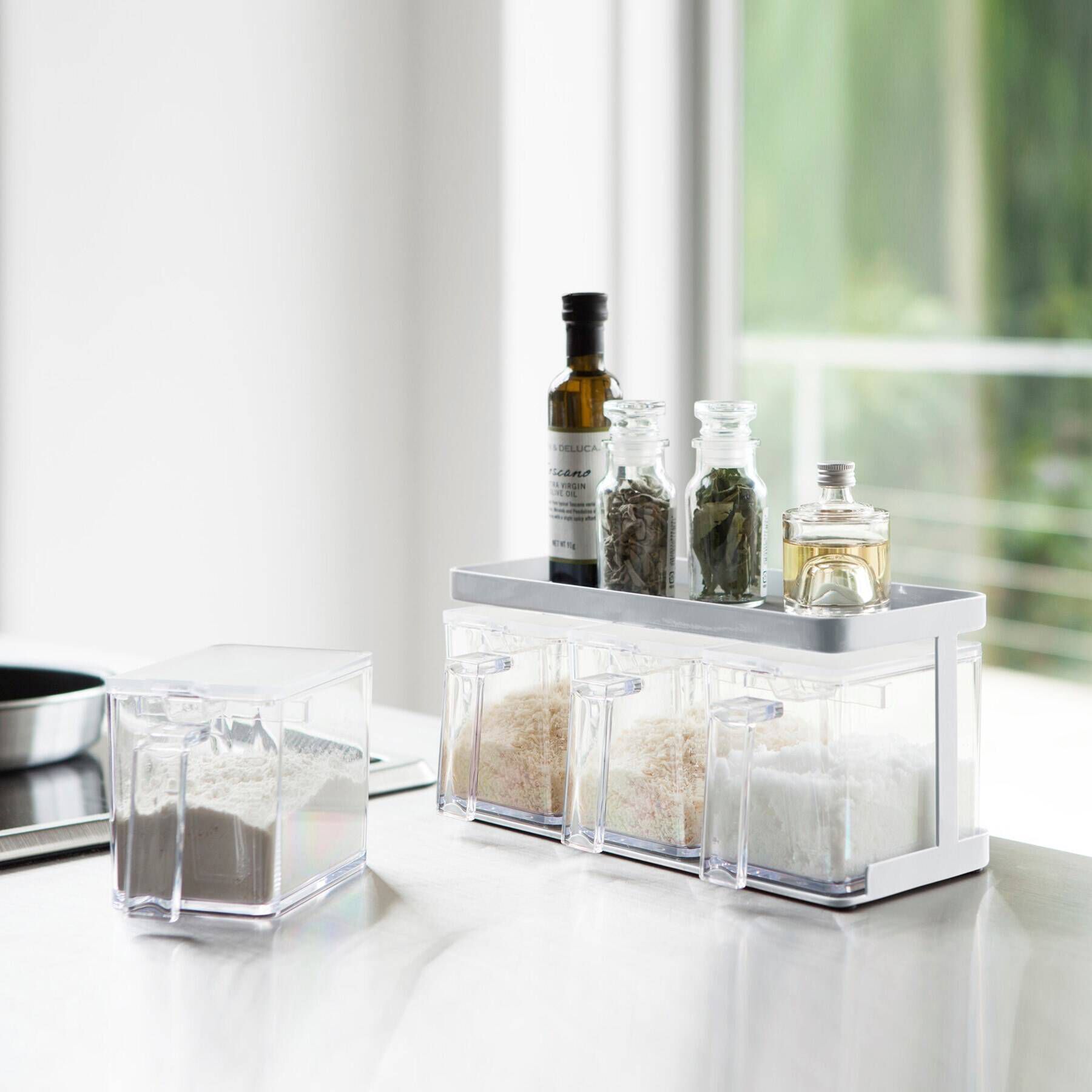 212 KITCHEN STORE「調味料ストッカーラックワイド WH 山崎実業 ＜tower タワー＞」|食器・キッチングッズ|