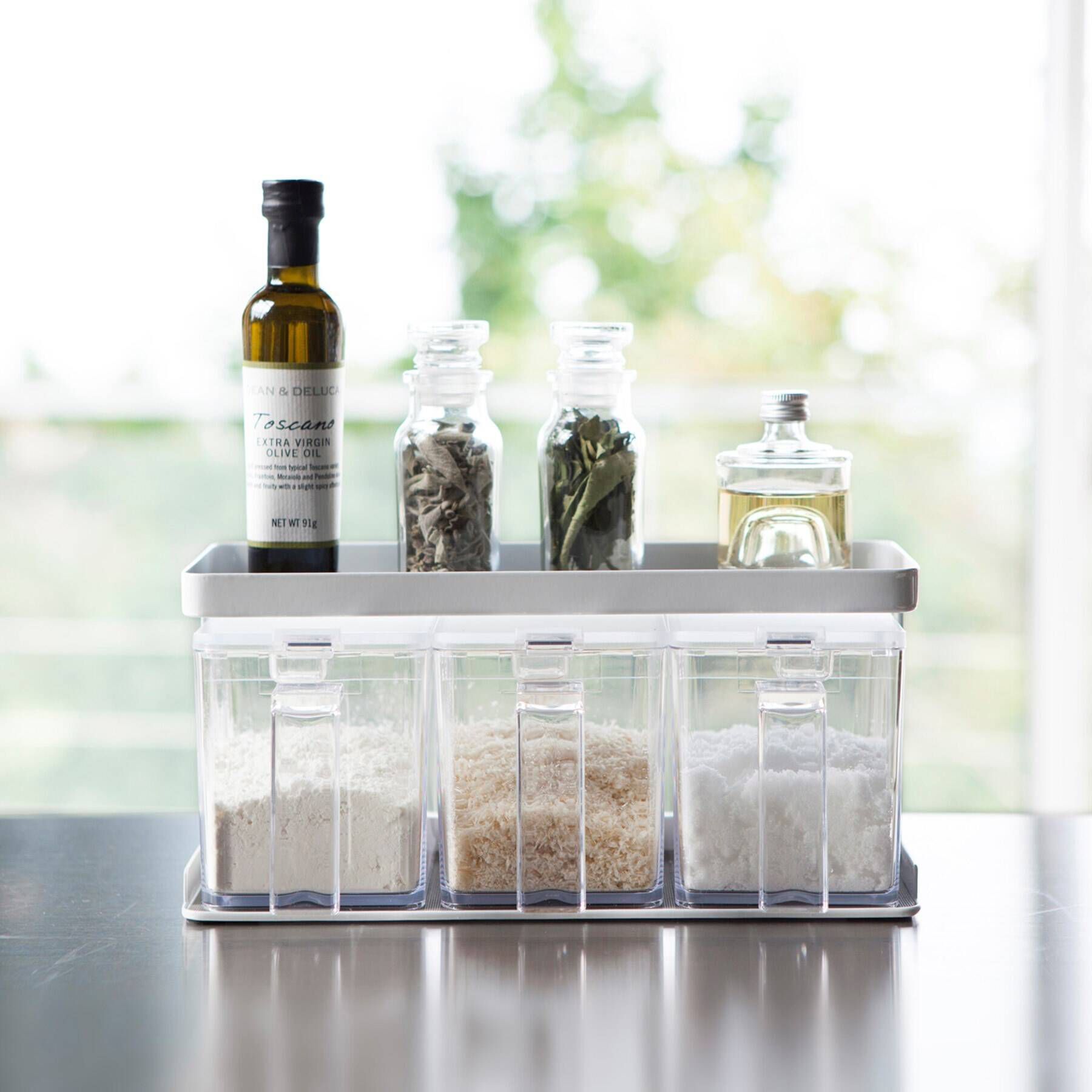 212 KITCHEN STORE「調味料ストッカーラックワイド WH 山崎実業 ＜tower タワー＞」|食器・キッチングッズ|