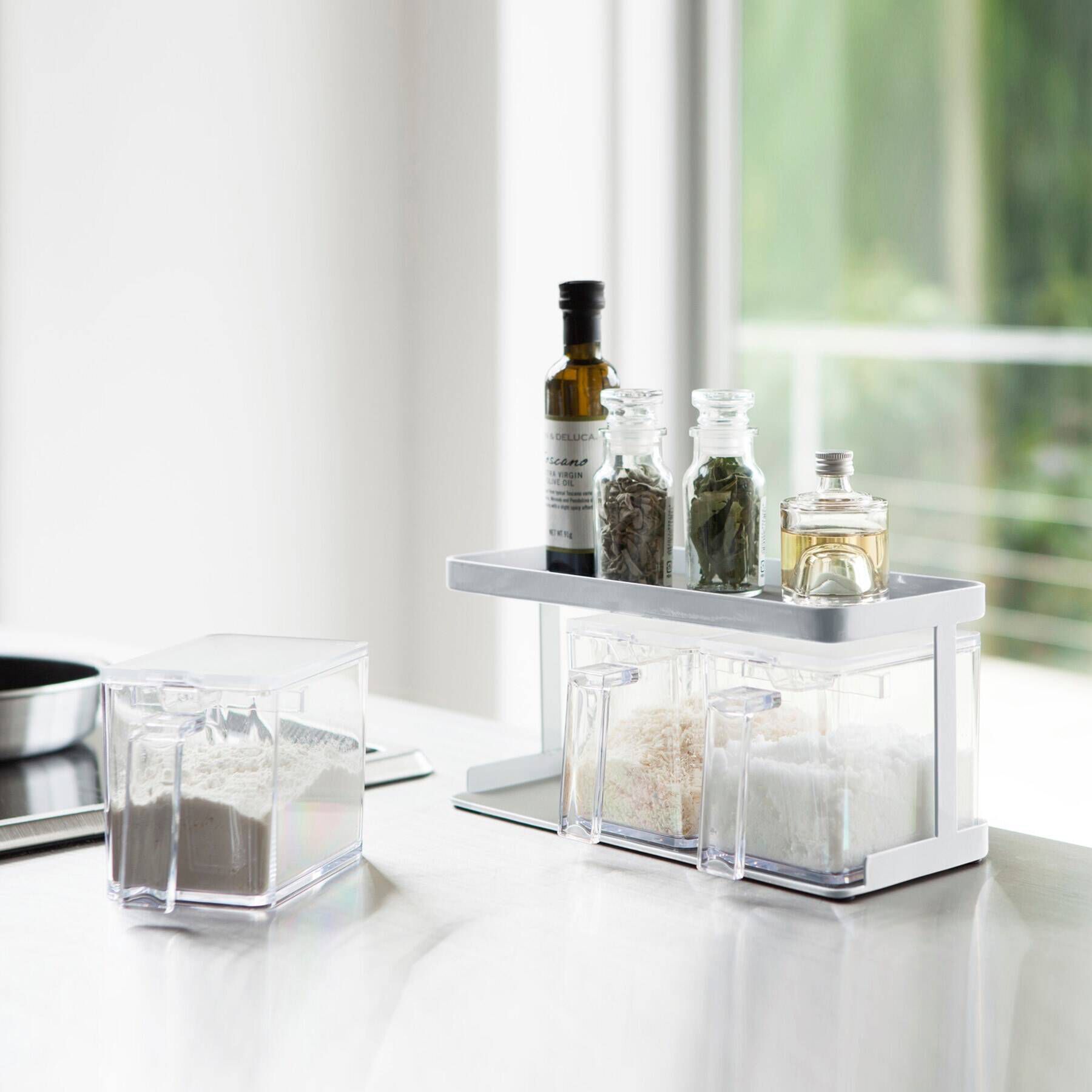 212 KITCHEN STORE「調味料ストッカーラックワイド WH 山崎実業 ＜tower タワー＞」|食器・キッチングッズ|