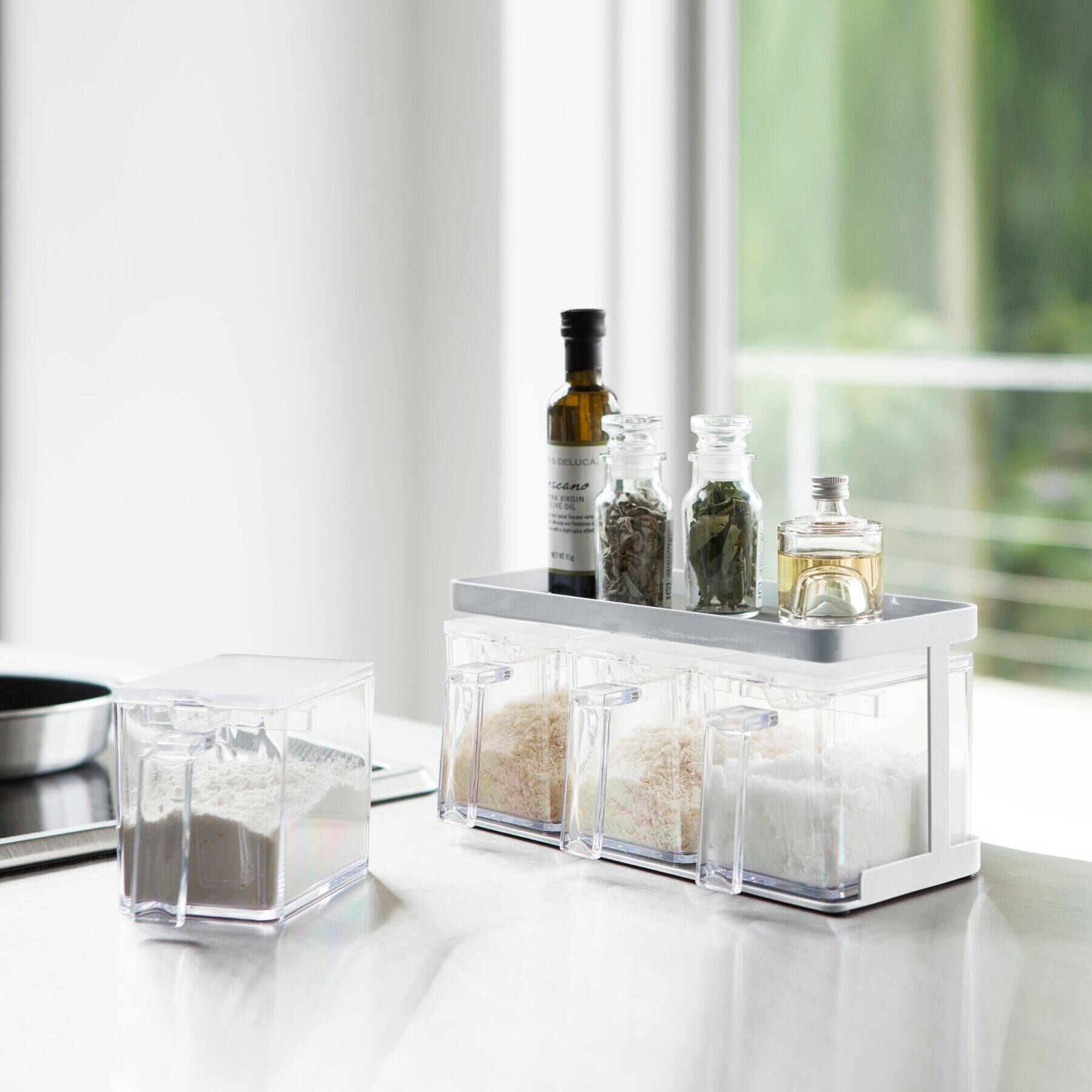 212 KITCHEN STORE「調味料ストッカーラックワイド WH 山崎実業 ＜tower タワー＞」|食器・キッチングッズ|