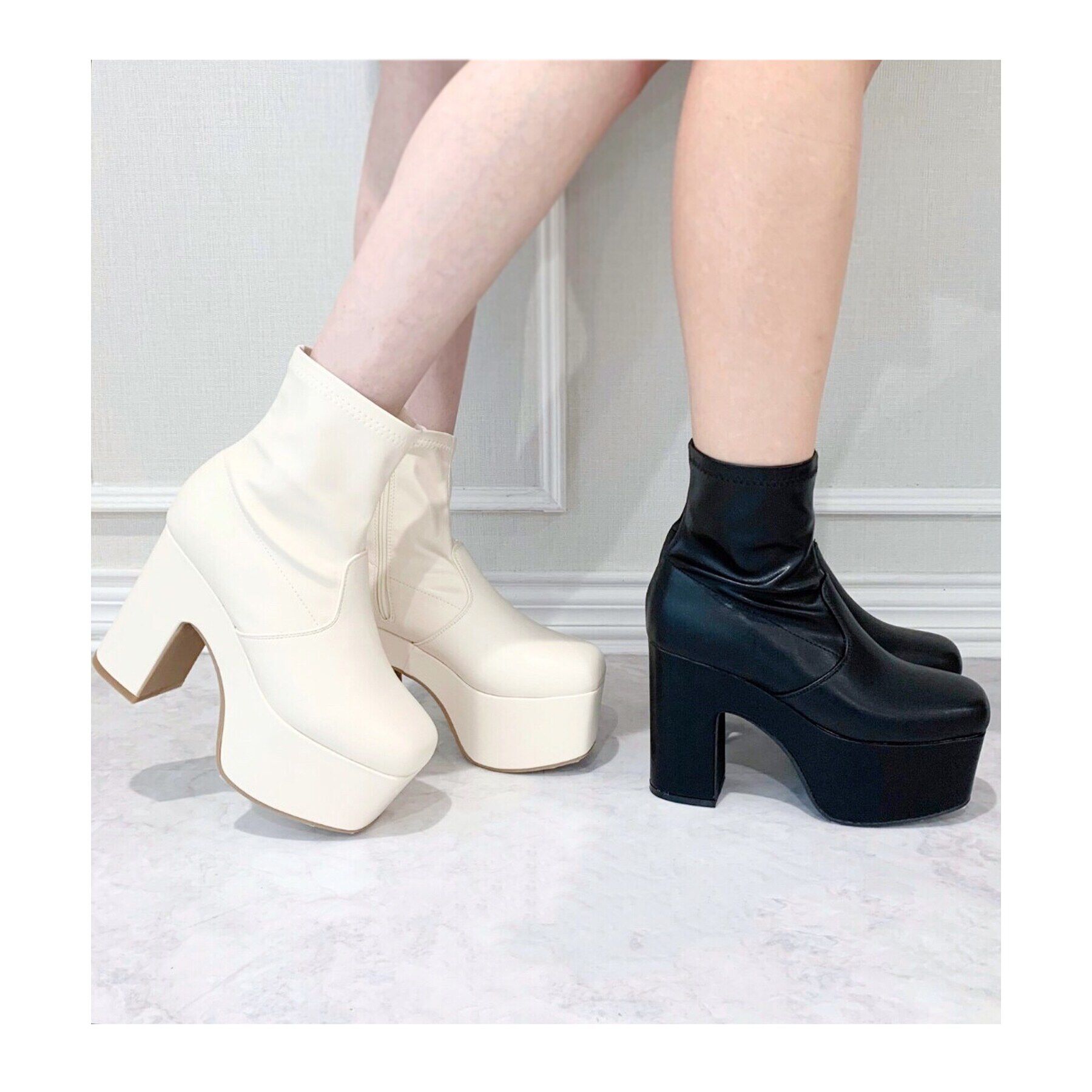 csT&P「スクウェアヒールストレッチブーツ」|ショートブーツ|