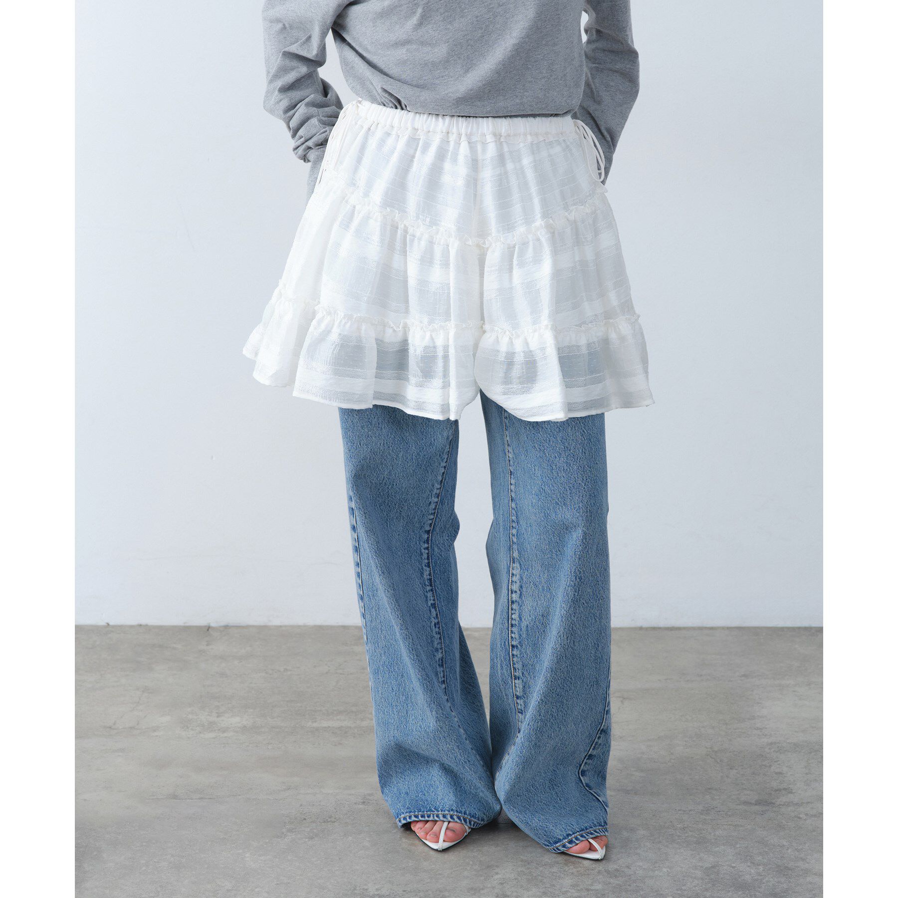 CODE A「dream ruffle lace mini skirt」|スカート|ホワイト(001)