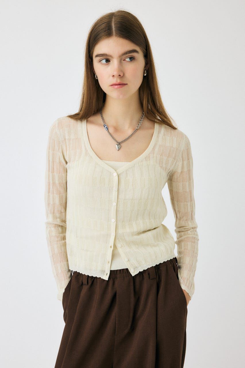 MOUSSY「SHEER BORDER カーディガン」|ニット・セーター|