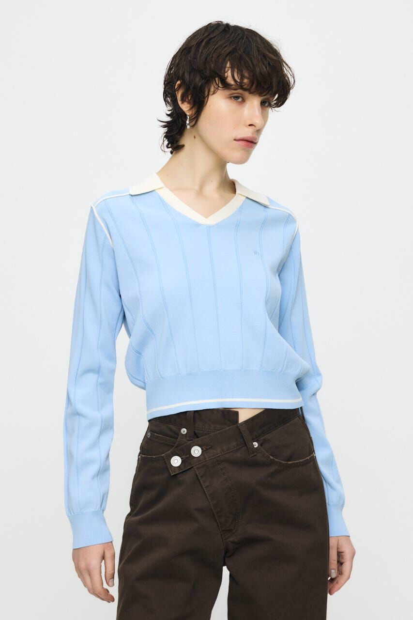 MOUSSY「BI COLOR KNIT ポロ」|ニット・セーター|