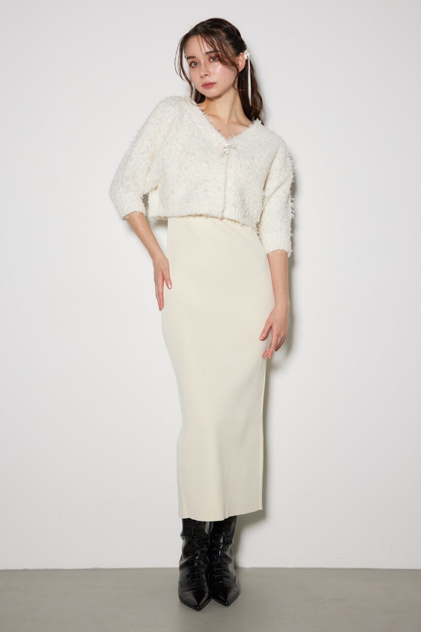 rienda「リボンカーデセットニットワンピース」|ワンピース|