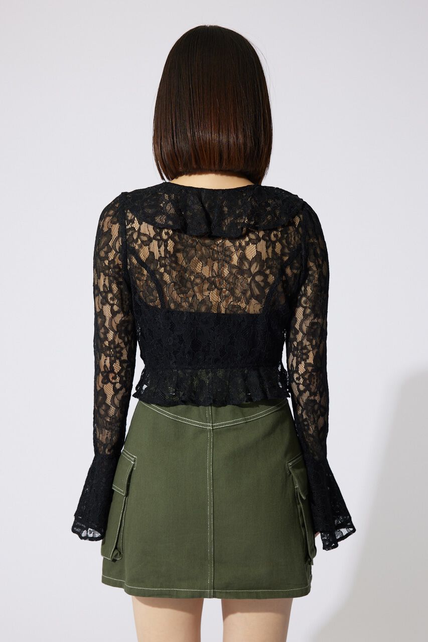 rienda「フロントフリル2WAYレースブラウス」|シャツ・ブラウス|