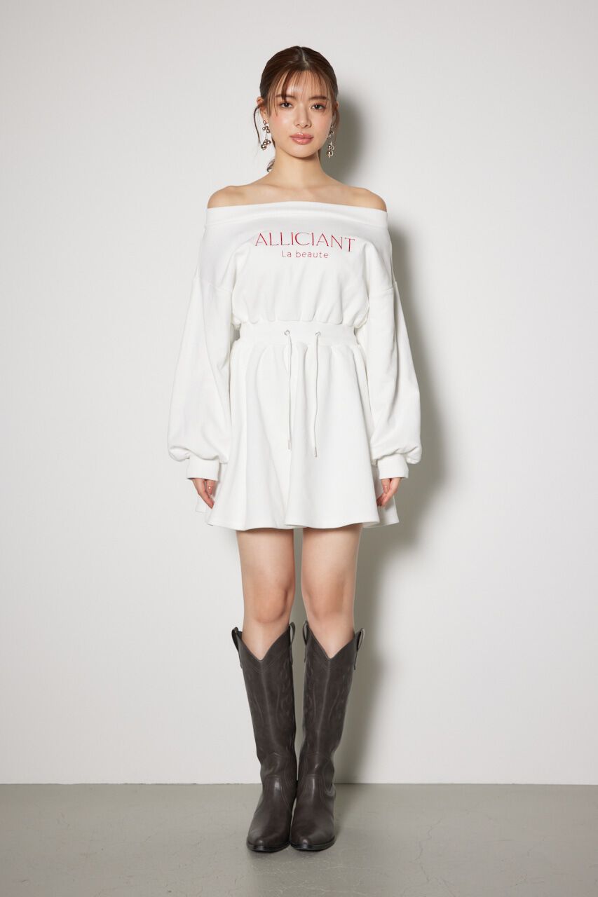 rienda「オフショルダースウェットミニフレアワンピース」|ワンピース|