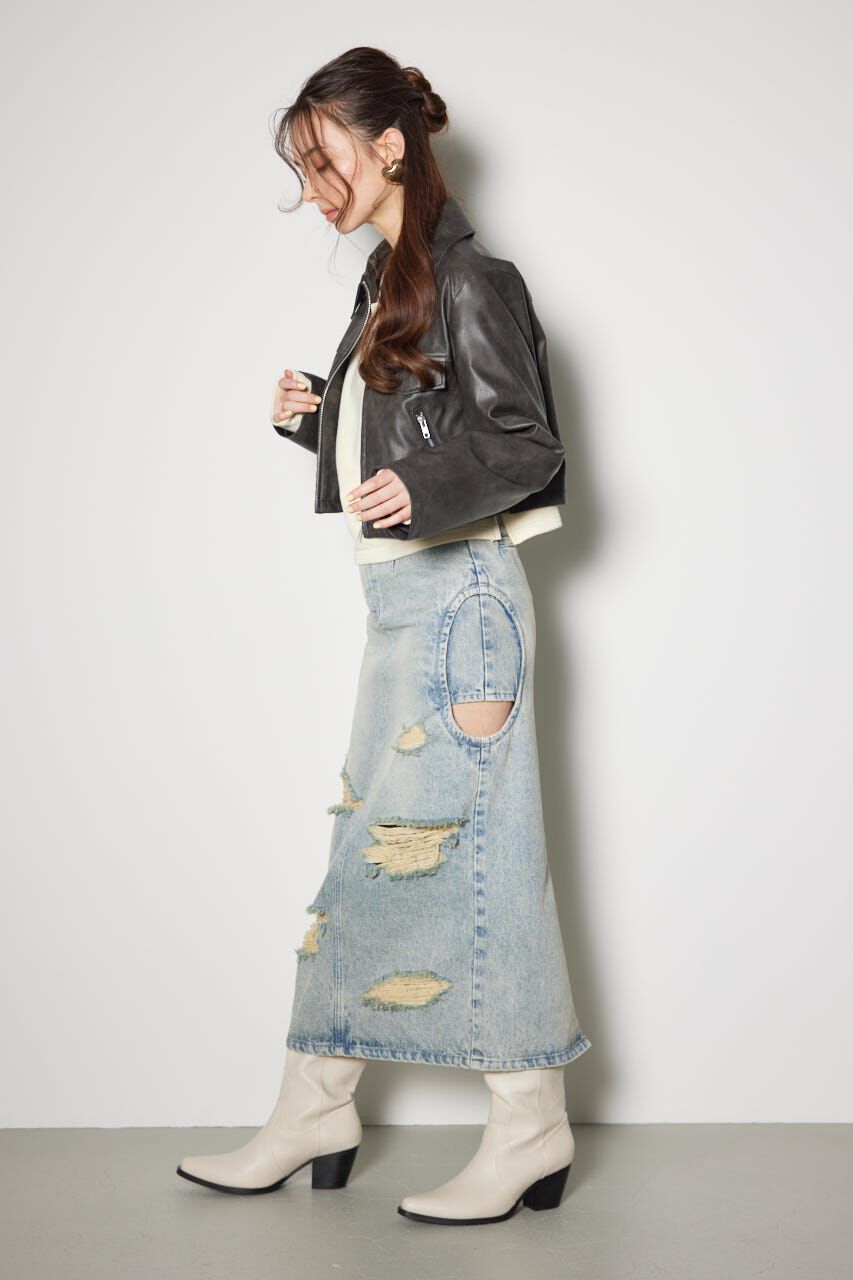 rienda「フェイクレザーポケットデザインショートジャケット」|その他|