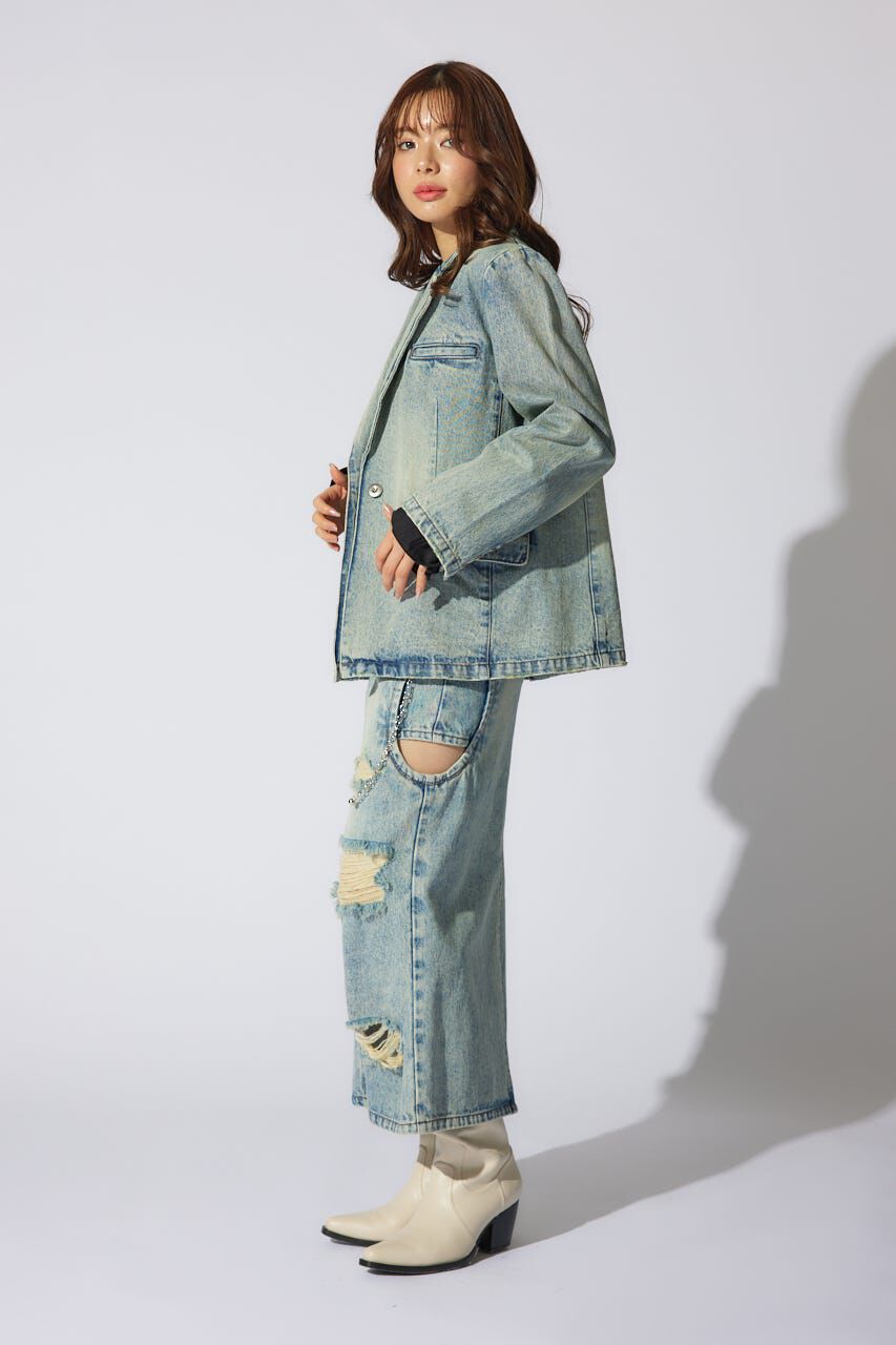 rienda「テーラーカラーデニムジャケット」|デニムジャケット|