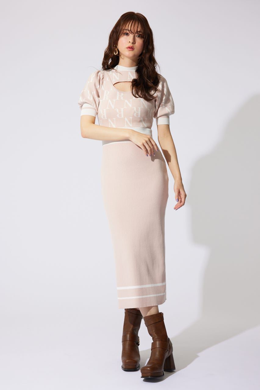 rienda「2WAYRロゴラインニットワンピース」|ワンピース|