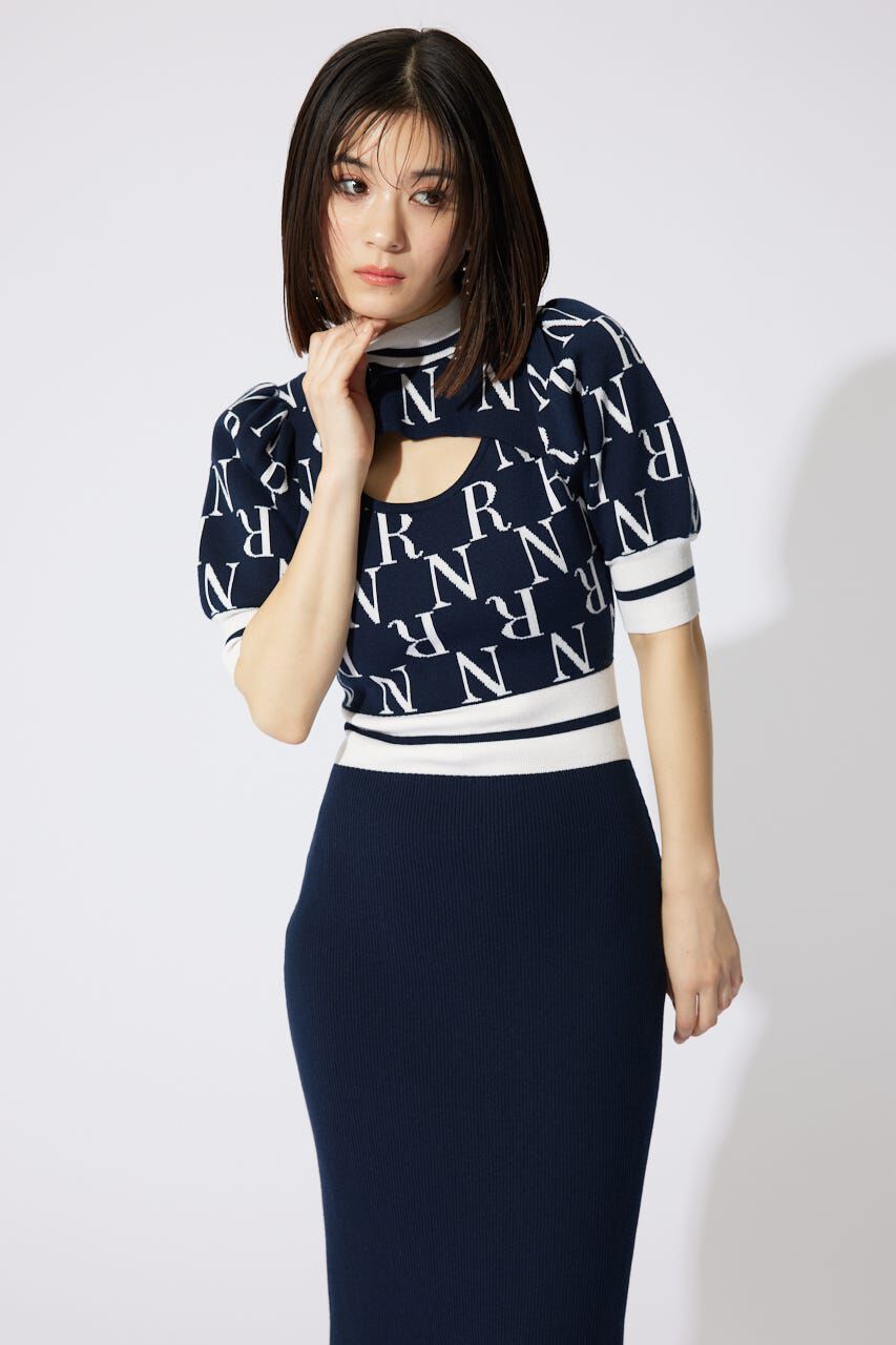 rienda「2WAYRロゴラインニットワンピース」|ワンピース|