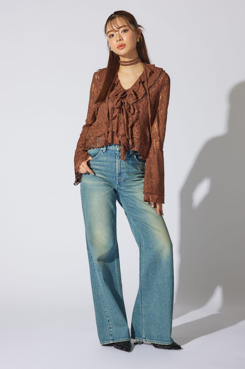 rienda「フリルレースブラウス」|シャツ・ブラウス|