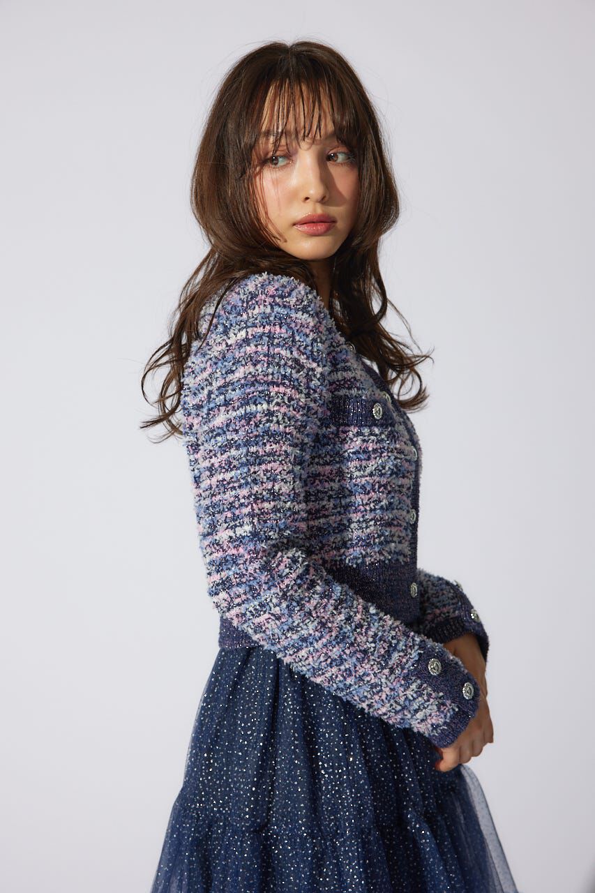 rienda「ツイードニットカーディガン」|カーディガン|