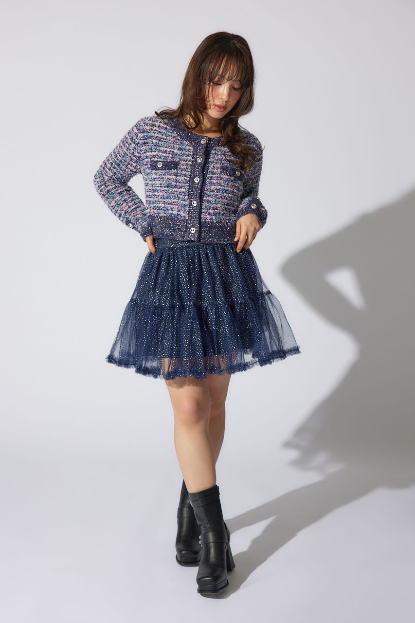 rienda「ツイードニットカーディガン」|カーディガン|