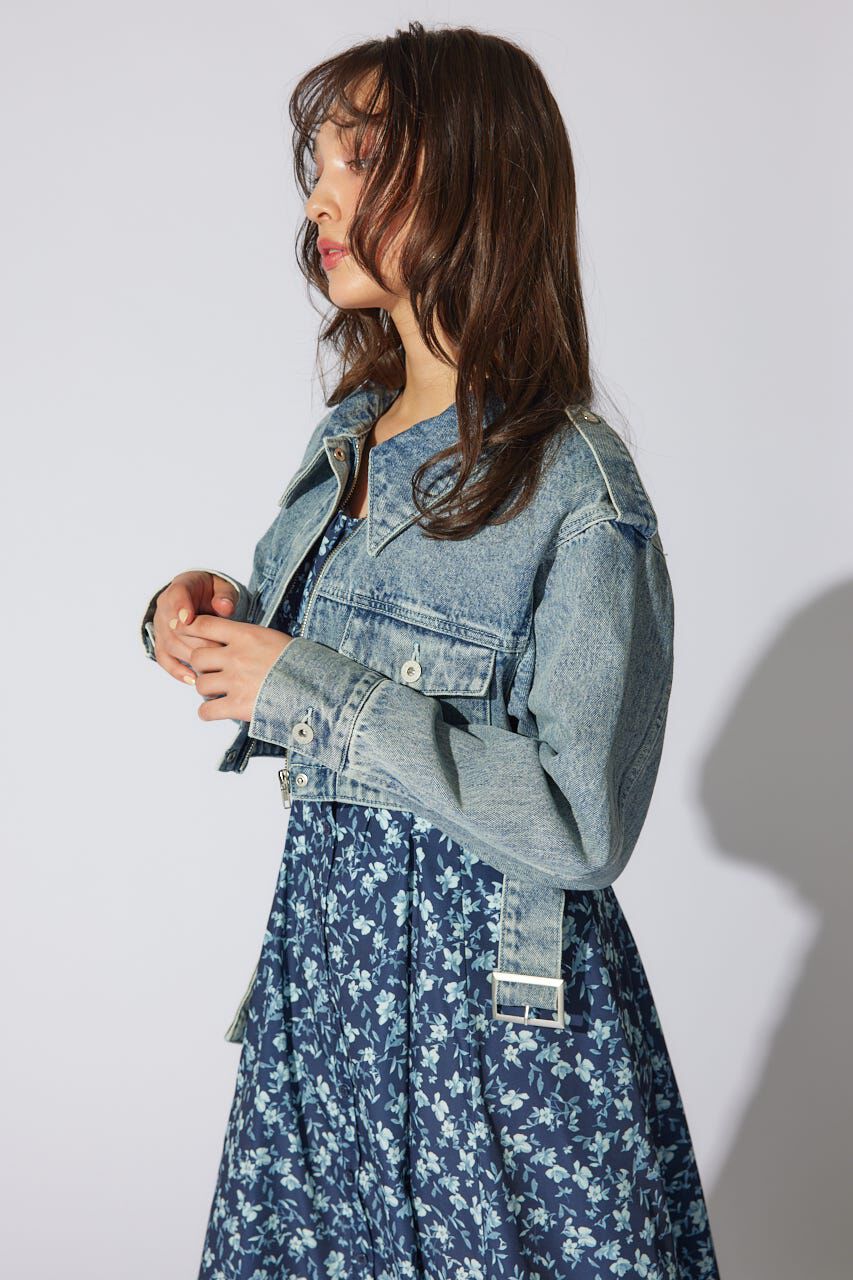 rienda「ベルト付きデニムジャケット」|デニムジャケット|