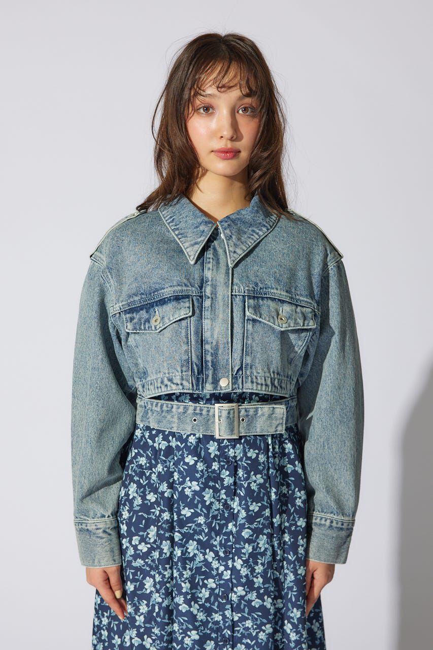 rienda「ベルト付きデニムジャケット」|デニムジャケット|