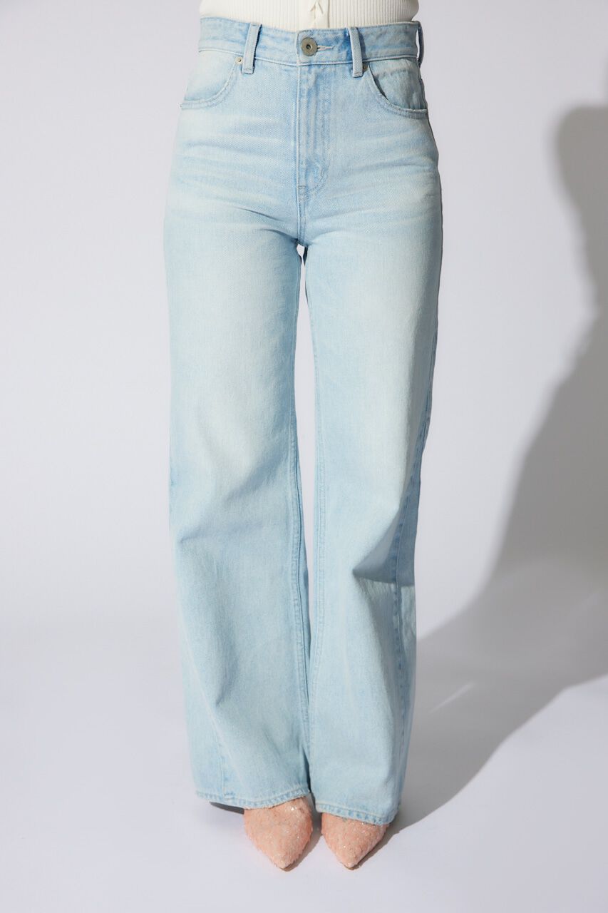 rienda「サイドVラインジャストウエストパンツ」|デニム|