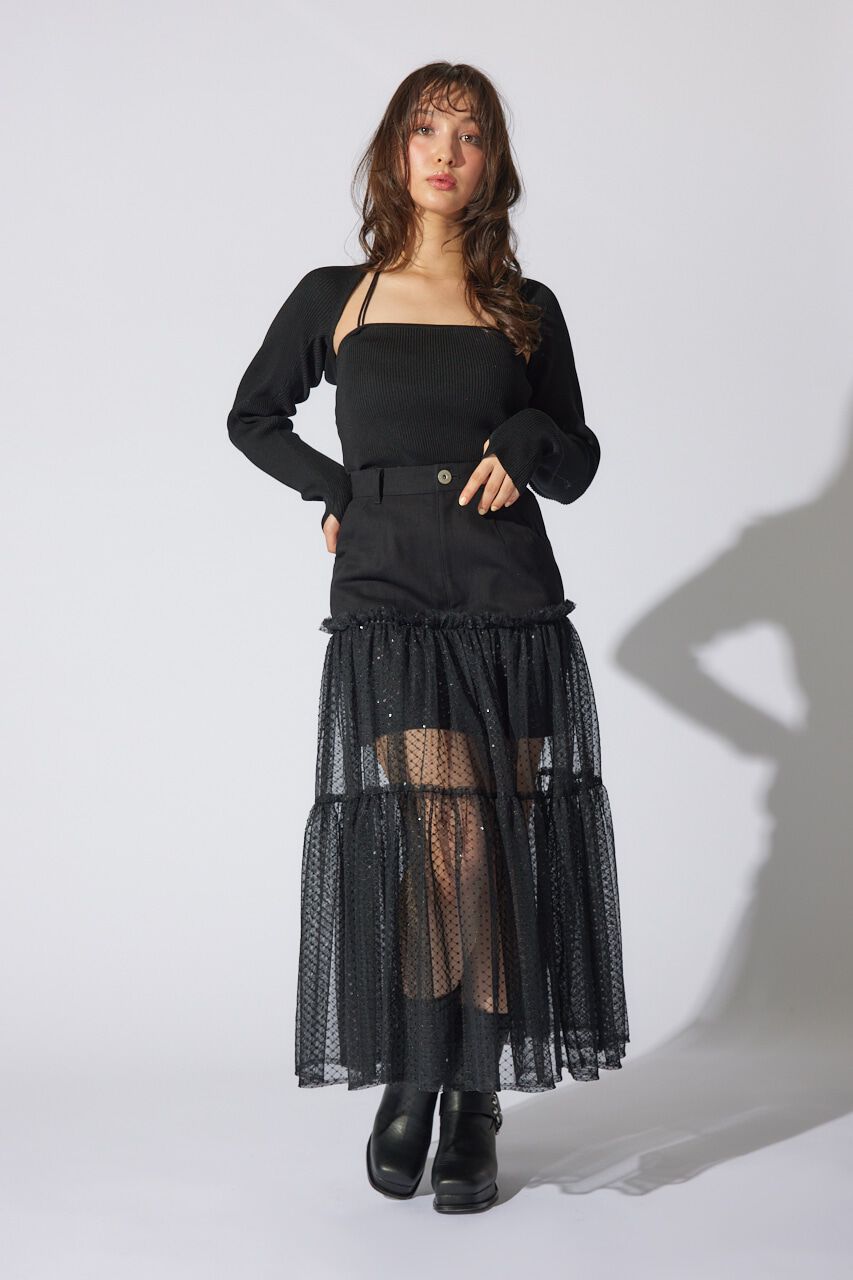 rienda「シアーコンビフレアジャストウエストスカート」|スカート|