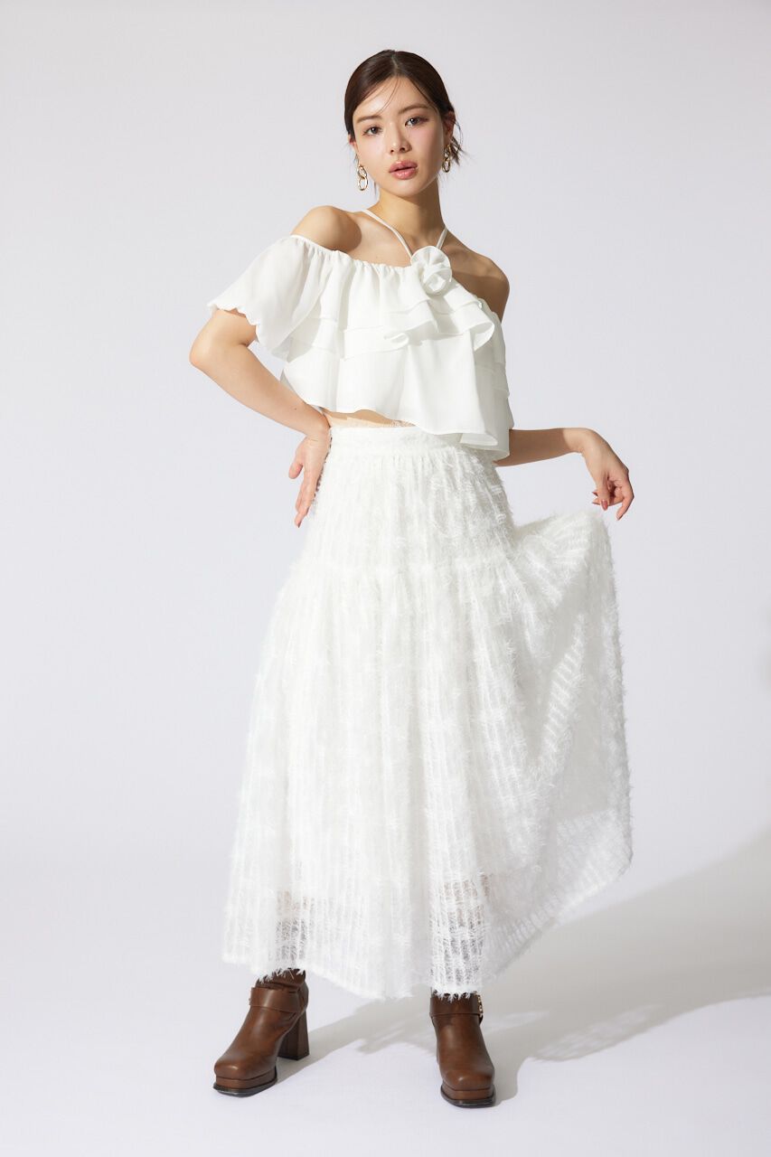 rienda「ディフォーメーションチュールフレアスカート」|スカート|