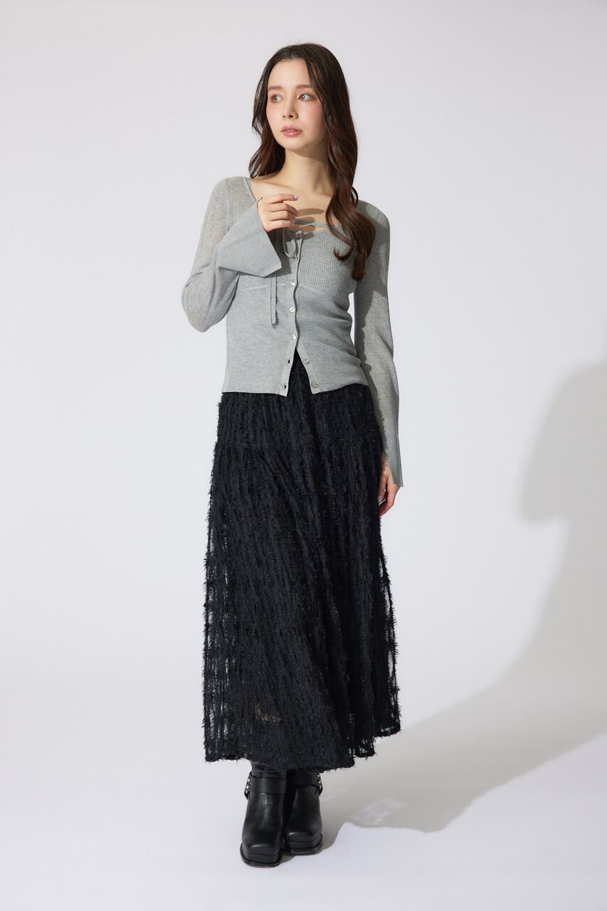 rienda「ディフォーメーションチュールフレアスカート」|スカート|BLK